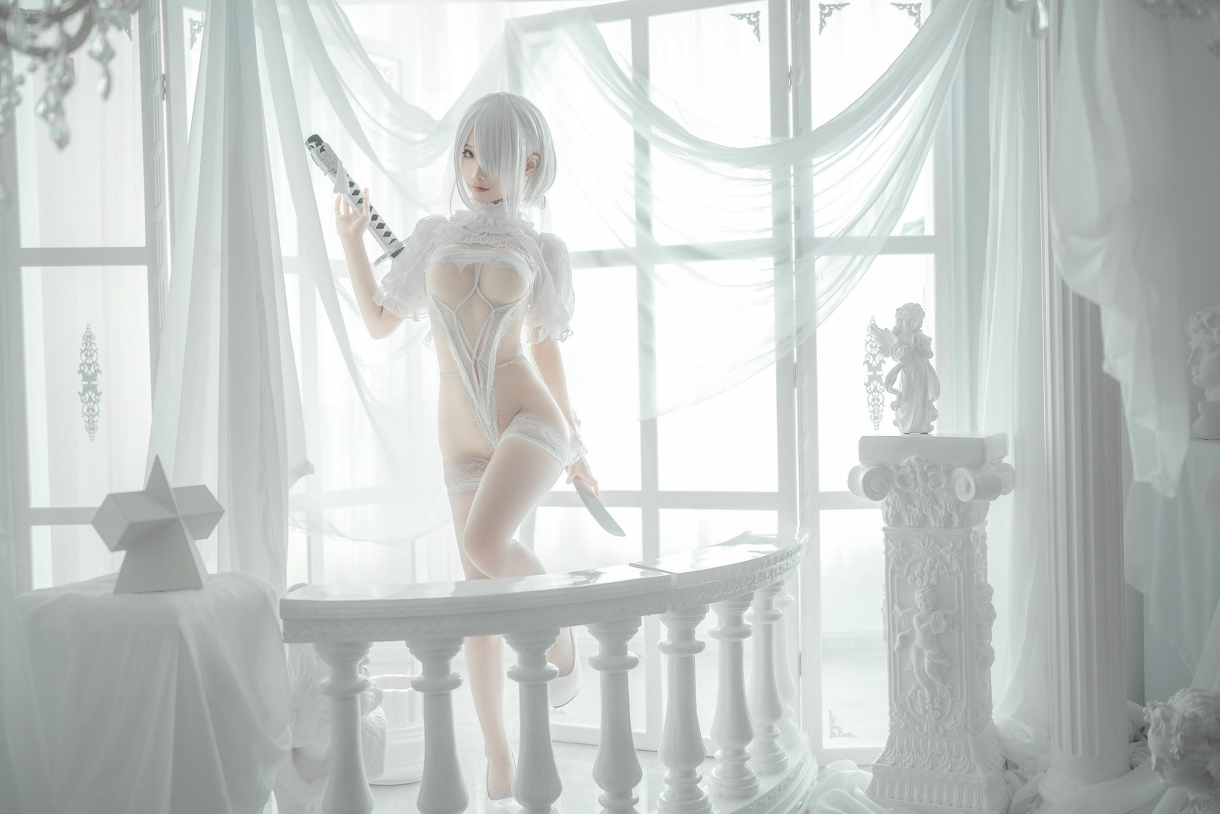 蠢沫沫 NO.135 2B 白婚纱 [59P 536MB]_第1集