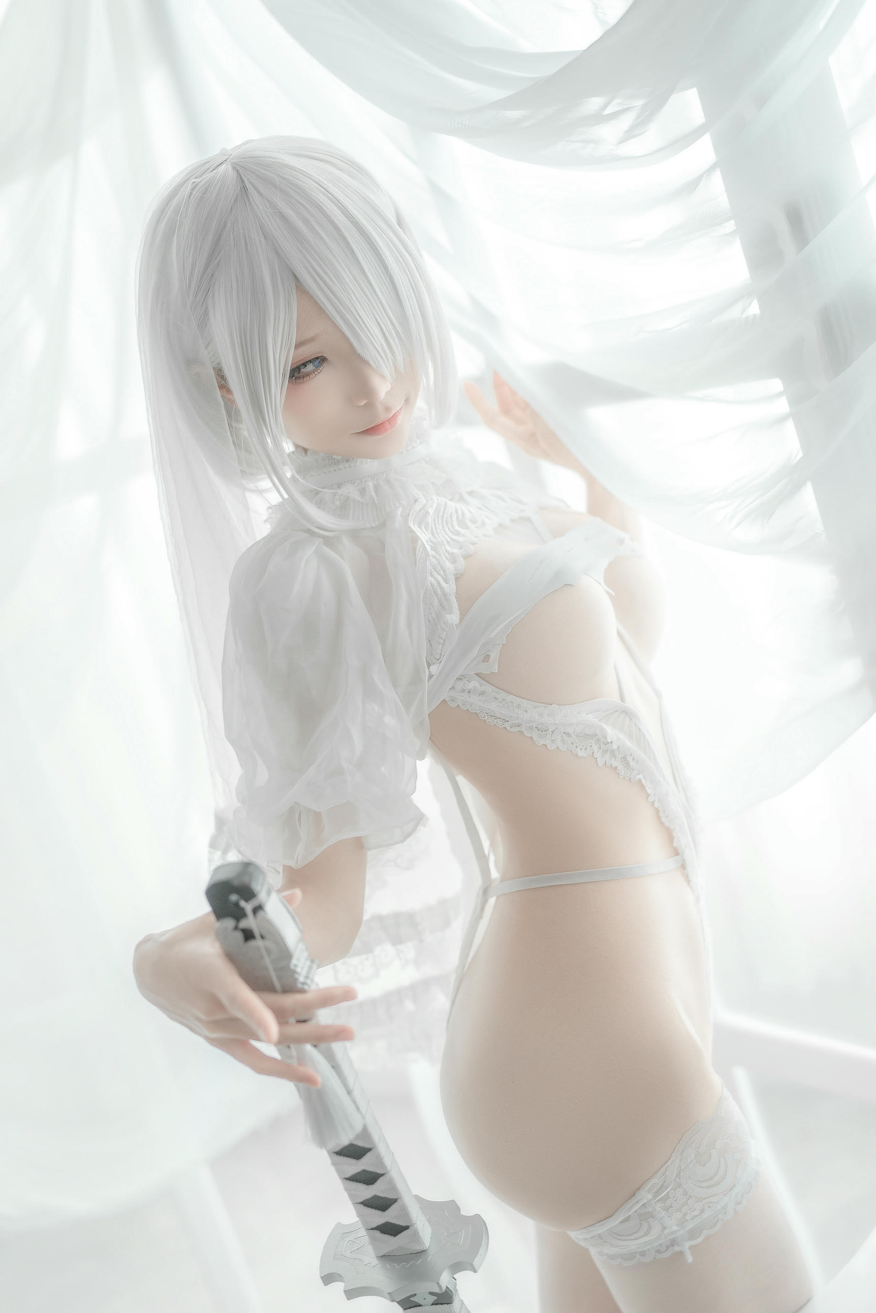 蠢沫沫 NO.135 2B 白婚纱 [59P 536MB]_第1集