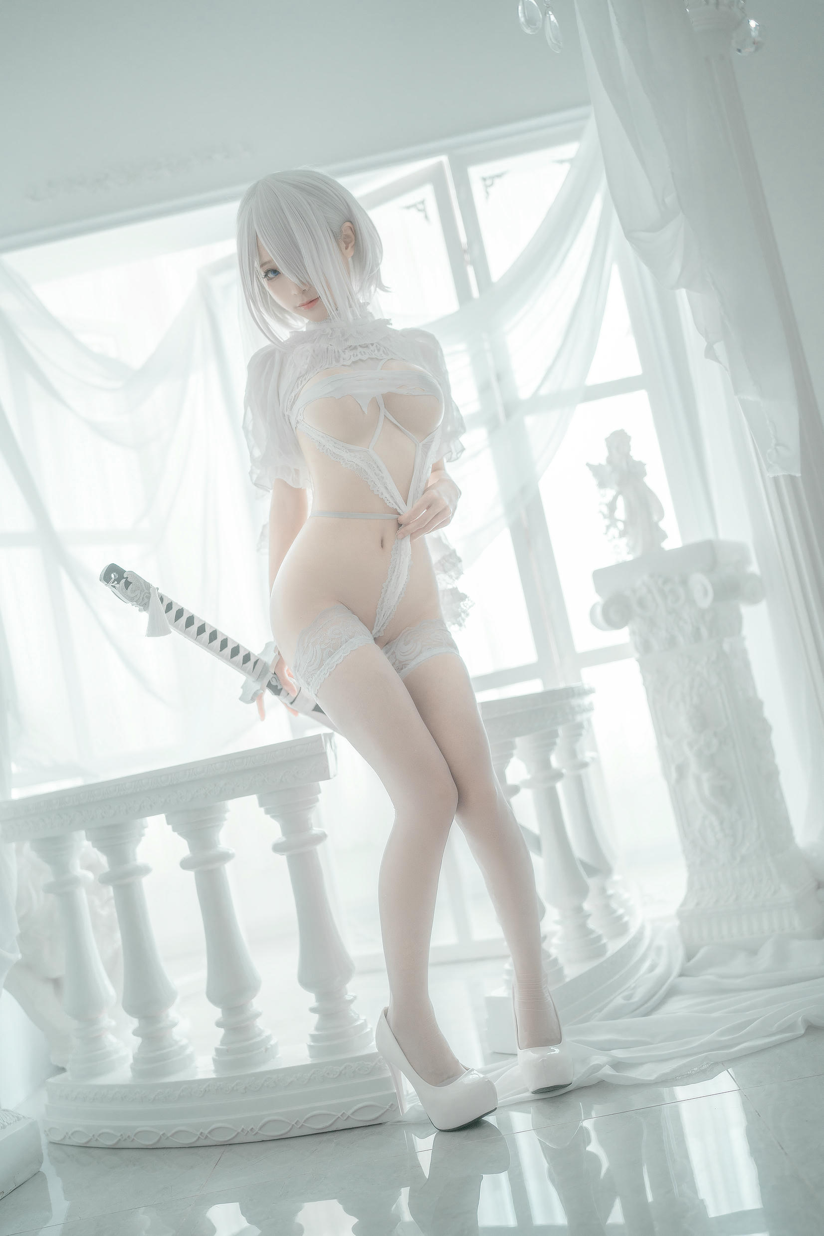 蠢沫沫 NO.135 2B 白婚纱 [59P 536MB]_第2集