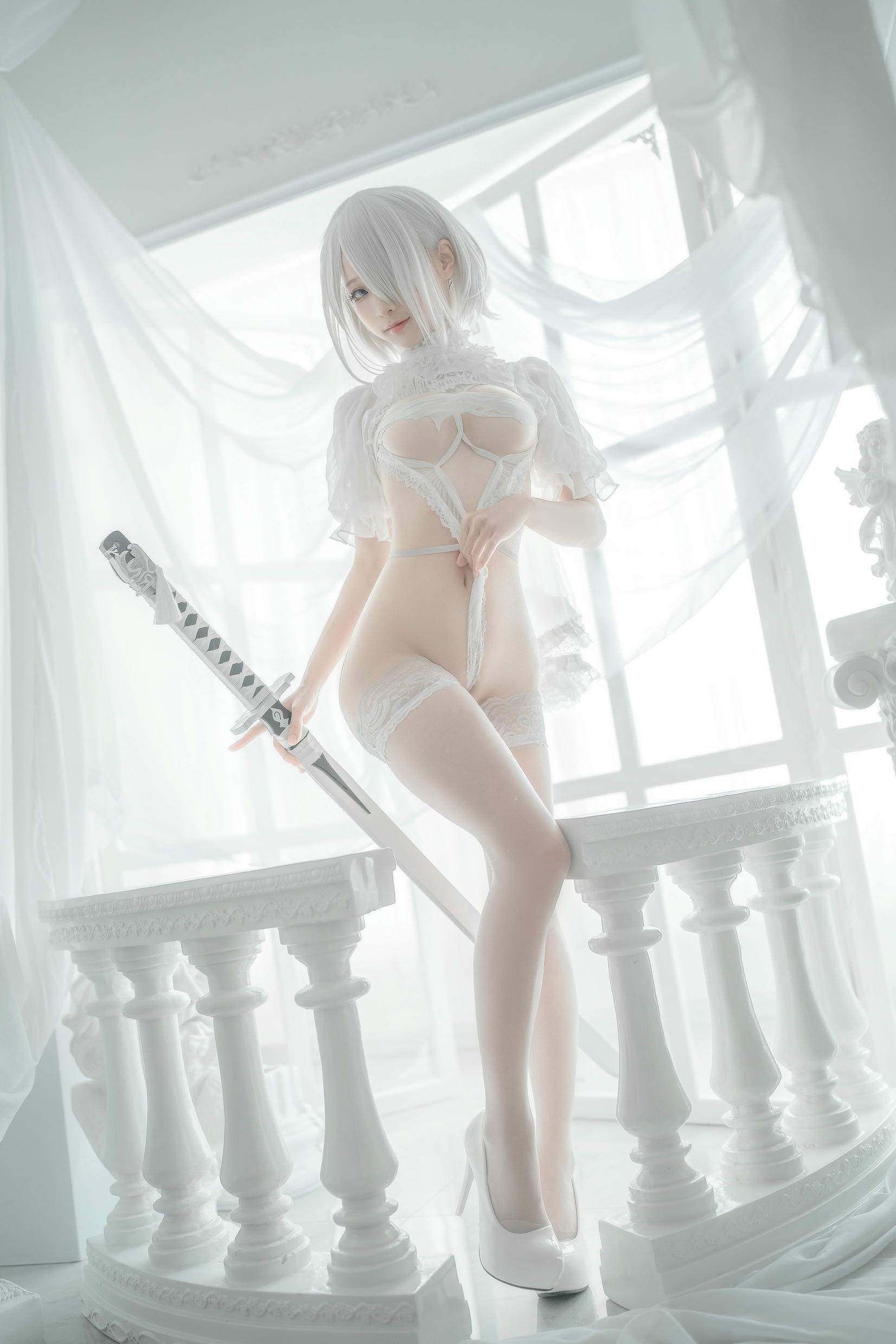 蠢沫沫 NO.135 2B 白婚纱 [59P 536MB]_第2集