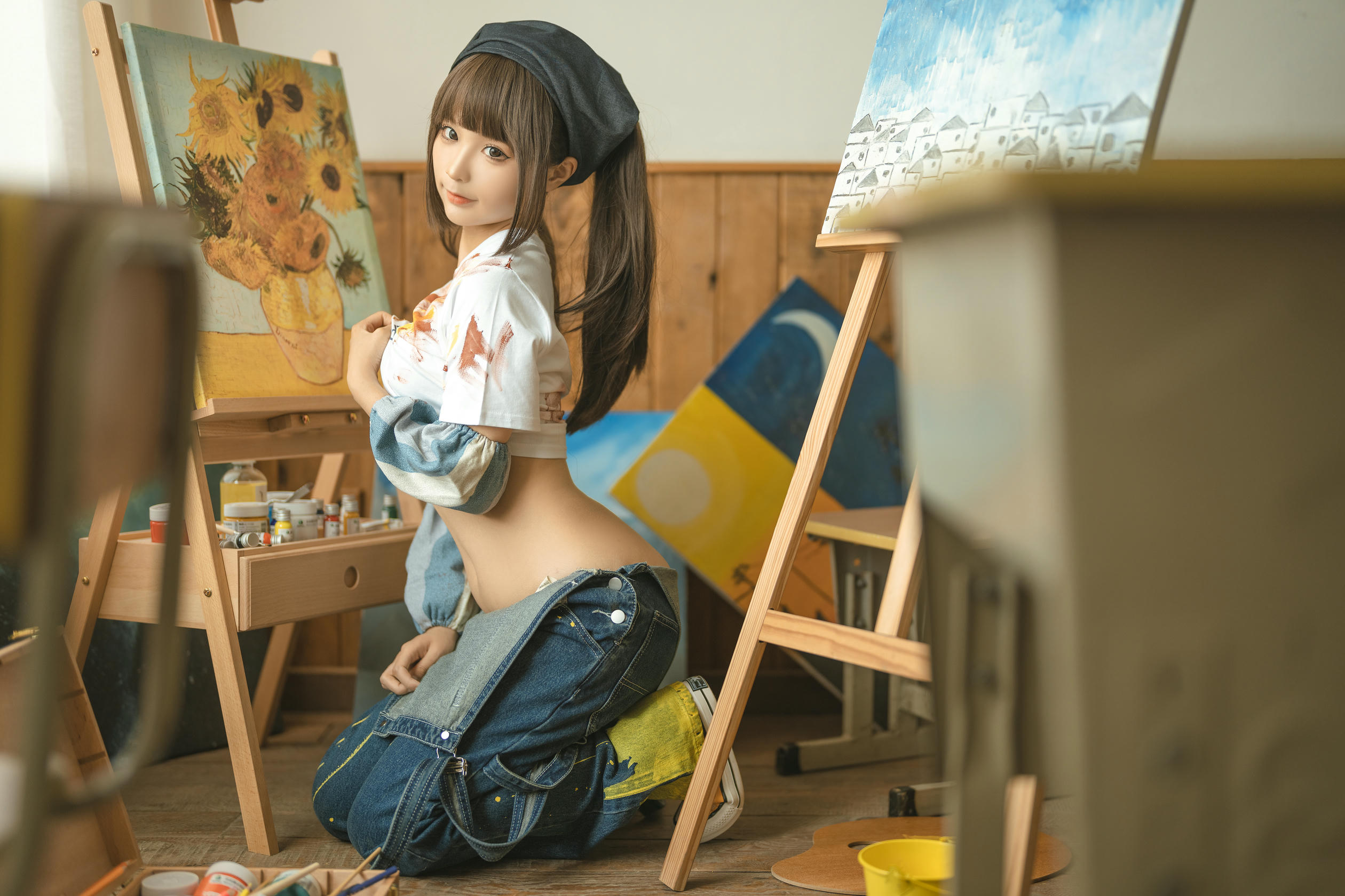 蠢沫沫 NO.182 画室背带裤 绅士版 [110P 1.08GB]_第3集