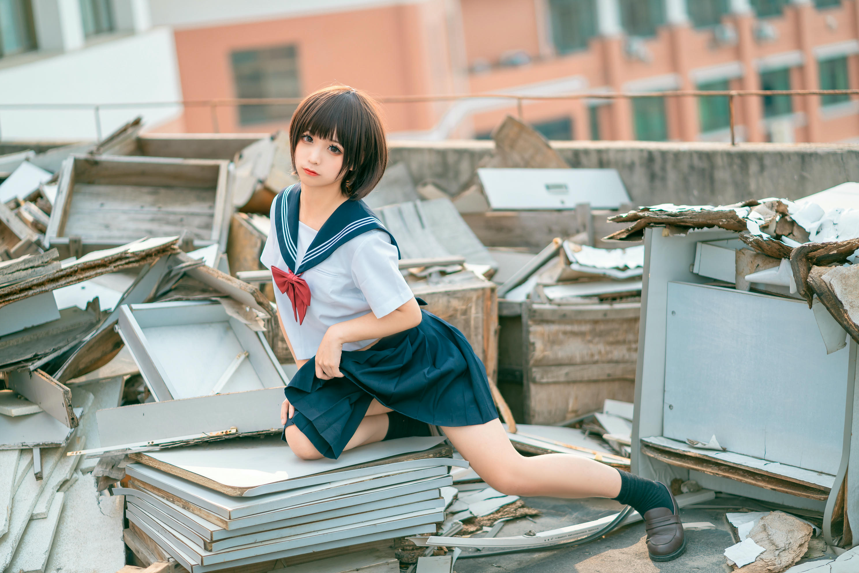 蠢沫沫 NO.046 天台jk [40P 443MB]_第1集