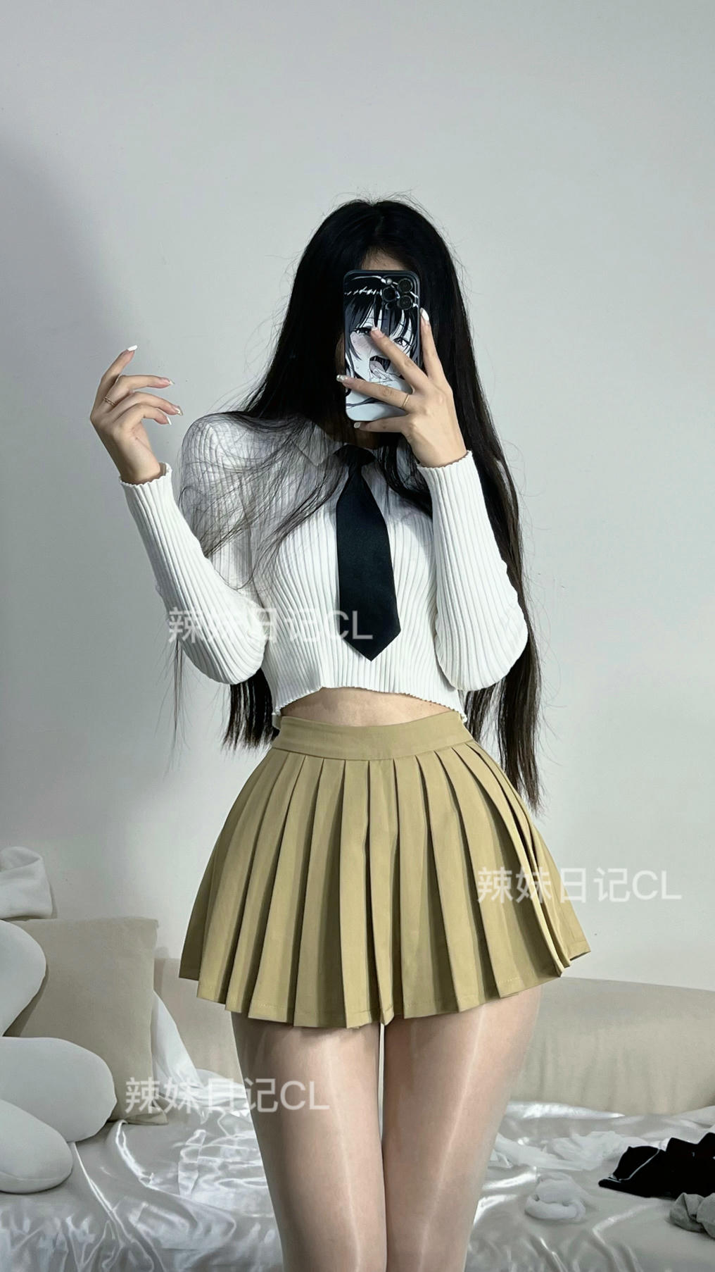 粉色的猪陈佩奇微密圈-105 21款韩版高腰前短后长防走光A字百褶短裙 伞裙网球裙_第1集