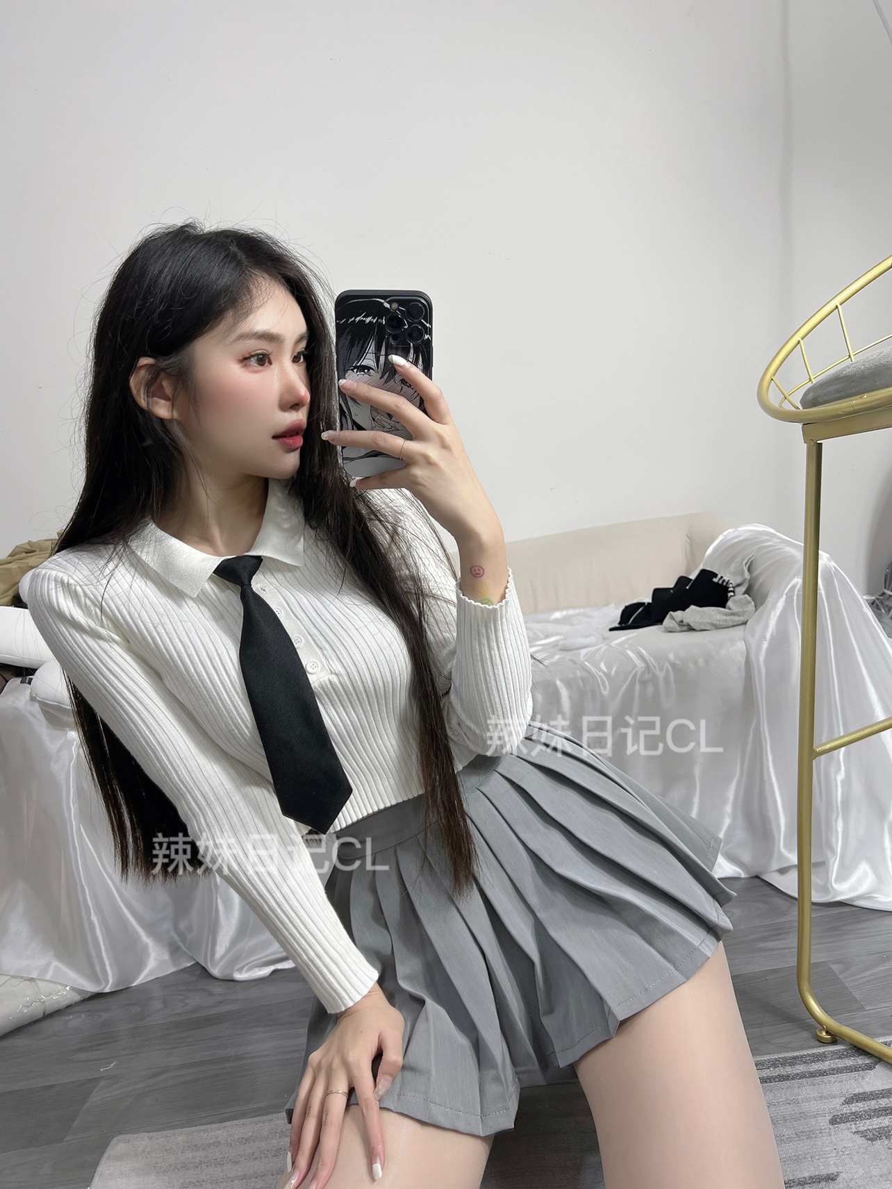 粉色的猪陈佩奇微密圈-105 21款韩版高腰前短后长防走光A字百褶短裙 伞裙网球裙_第1集