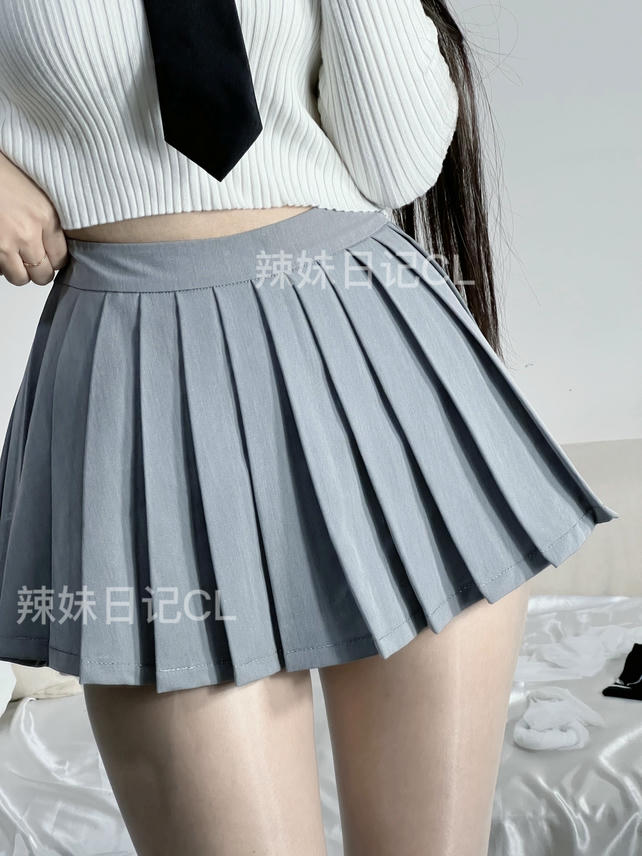 粉色的猪陈佩奇微密圈-105 21款韩版高腰前短后长防走光A字百褶短裙 伞裙网球裙_第1集