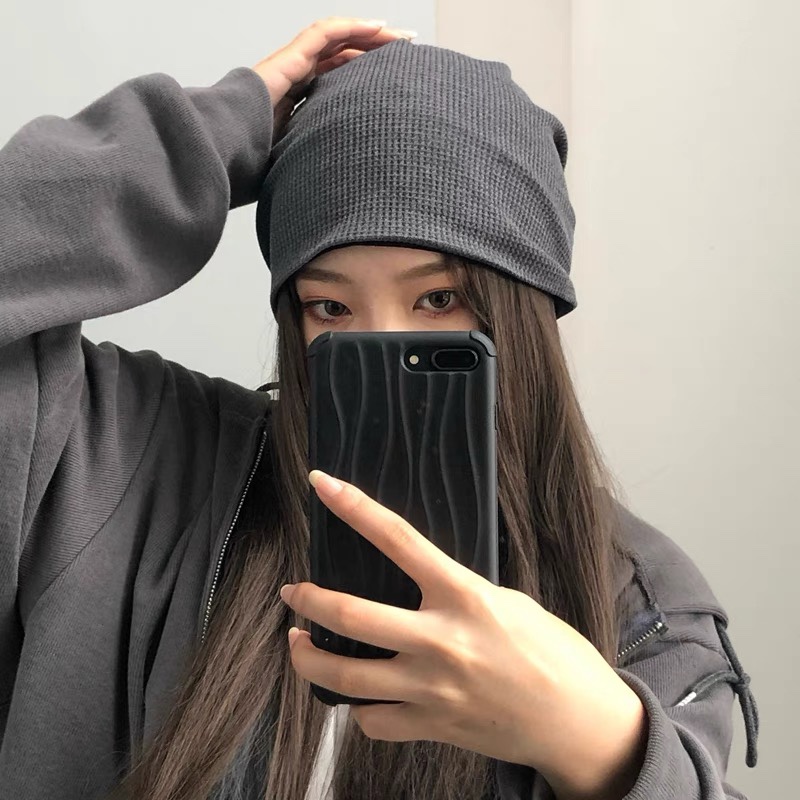 粉色的猪陈佩奇微密圈-111 显脸小ins帽子女潮百搭针织堆堆帽春秋冬季毛线帽冷帽包头月子帽_第1集