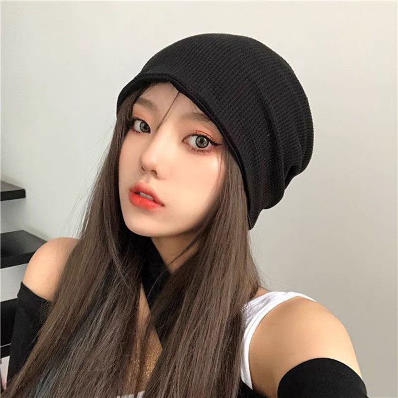 粉色的猪陈佩奇微密圈-111 显脸小ins帽子女潮百搭针织堆堆帽春秋冬季毛线帽冷帽包头月子帽_第1集