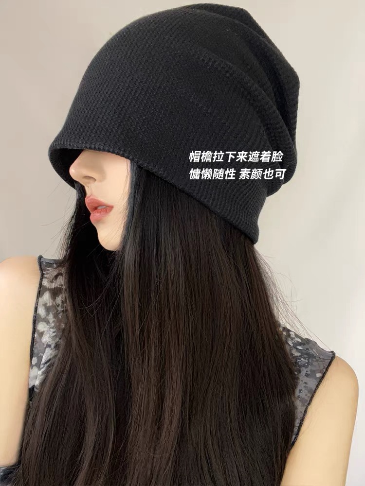 粉色的猪陈佩奇微密圈-111 显脸小ins帽子女潮百搭针织堆堆帽春秋冬季毛线帽冷帽包头月子帽_第1集