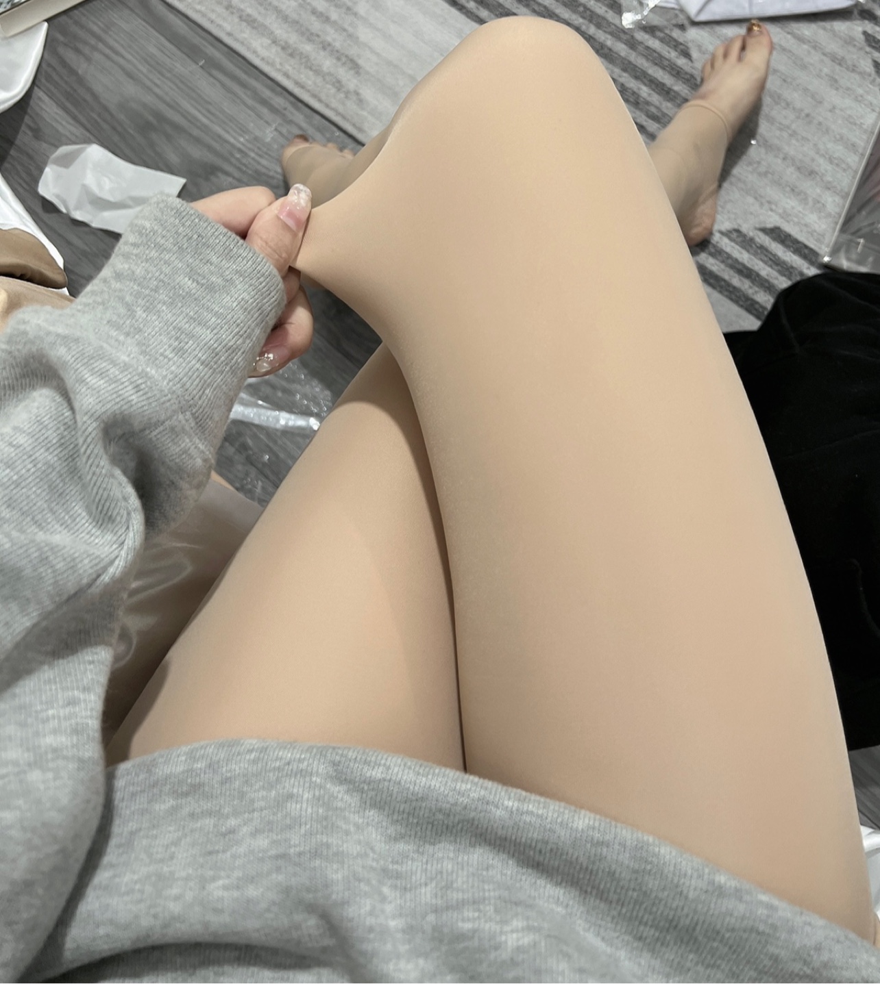 粉色的猪陈佩奇微密圈-116 水光袜光腿神器女春秋冬裸感加绒加厚丝袜单层一体透肤打底连裤袜_第1集