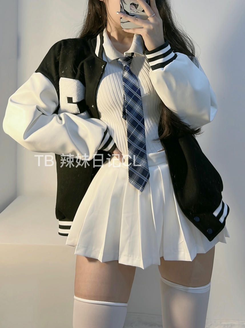 粉色的猪陈佩奇微密圈-135 欧美复古重工刺绣棒球服女潮秋冬毛呢外套美式JK套装夹克_第1集