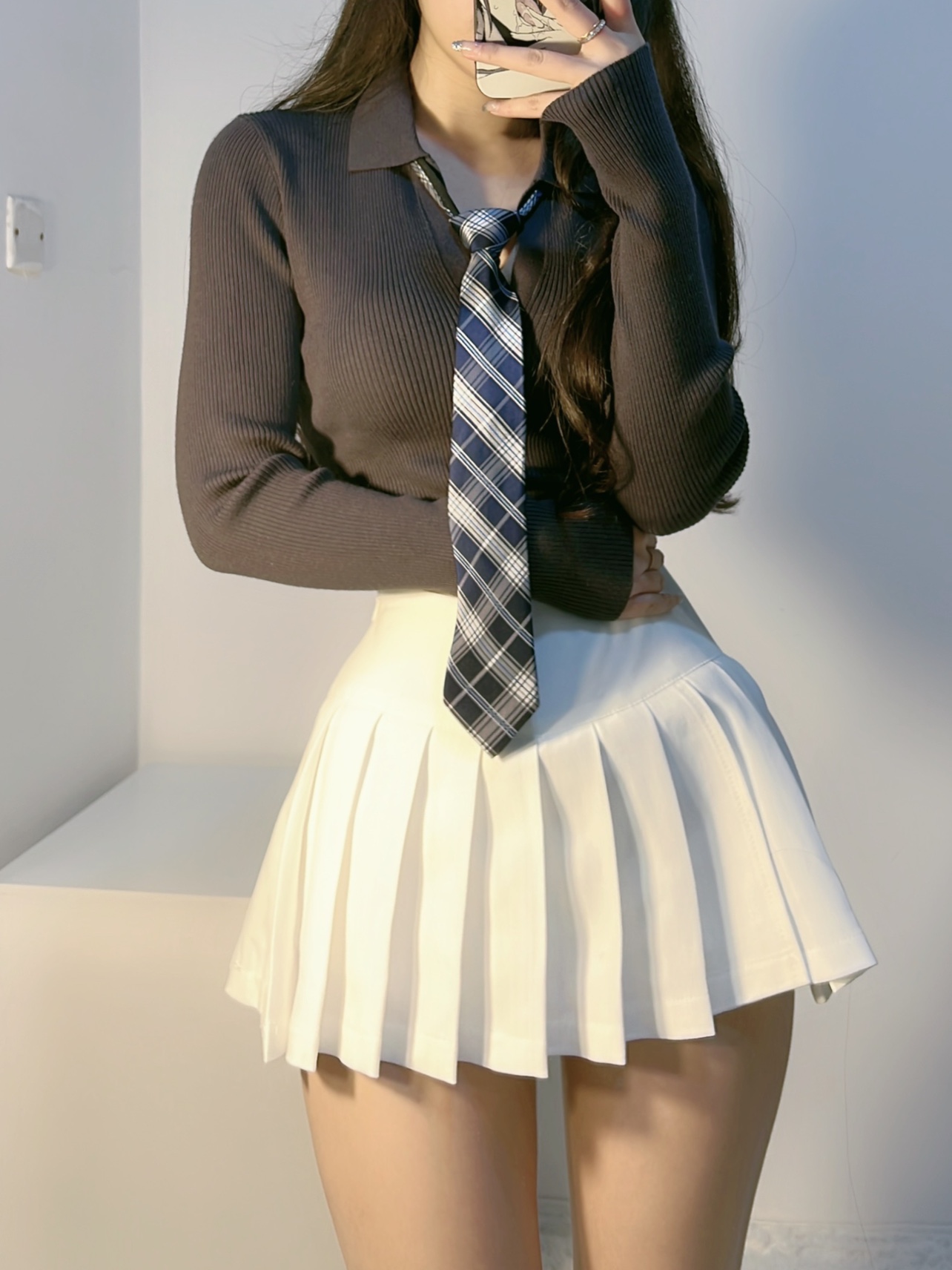 粉色的猪陈佩奇微密圈-139 欧美修身短款针织衫2021早春女装新款基础款弹力polo领_第1集