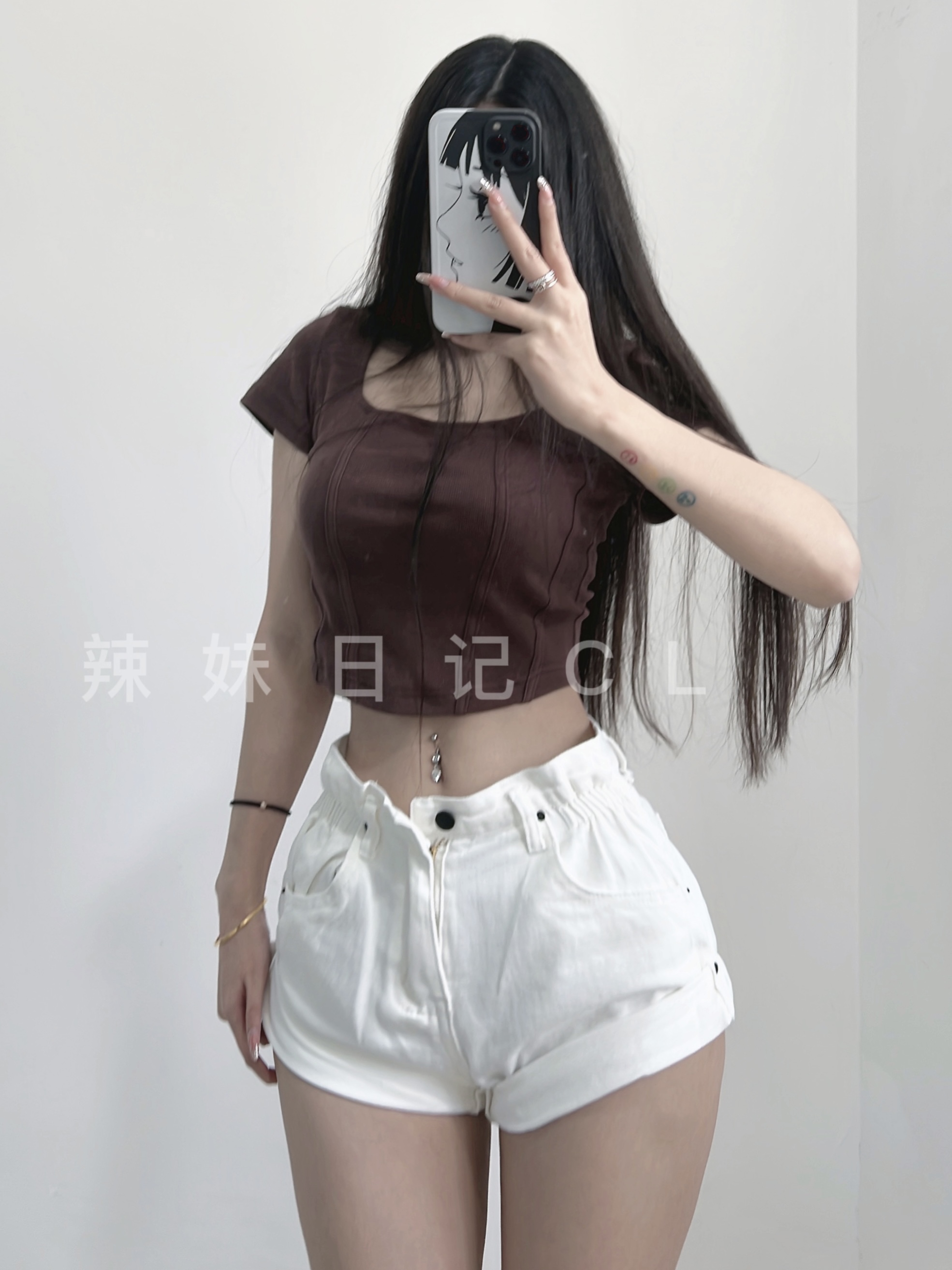 粉色的猪陈佩奇微密圈-160 高腰牛仔夏季新款欧美阔腿松紧腰卷边女纯色牛仔短裤热_第1集