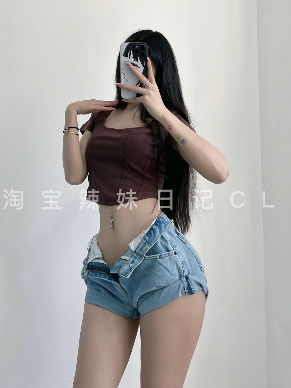 粉色的猪陈佩奇微密圈-160 高腰牛仔夏季新款欧美阔腿松紧腰卷边女纯色牛仔短裤热_第1集