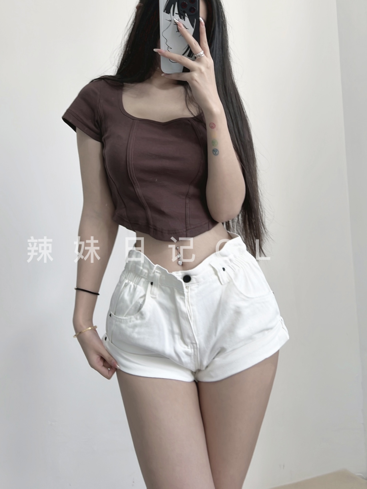 粉色的猪陈佩奇微密圈-160 高腰牛仔夏季新款欧美阔腿松紧腰卷边女纯色牛仔短裤热_第1集