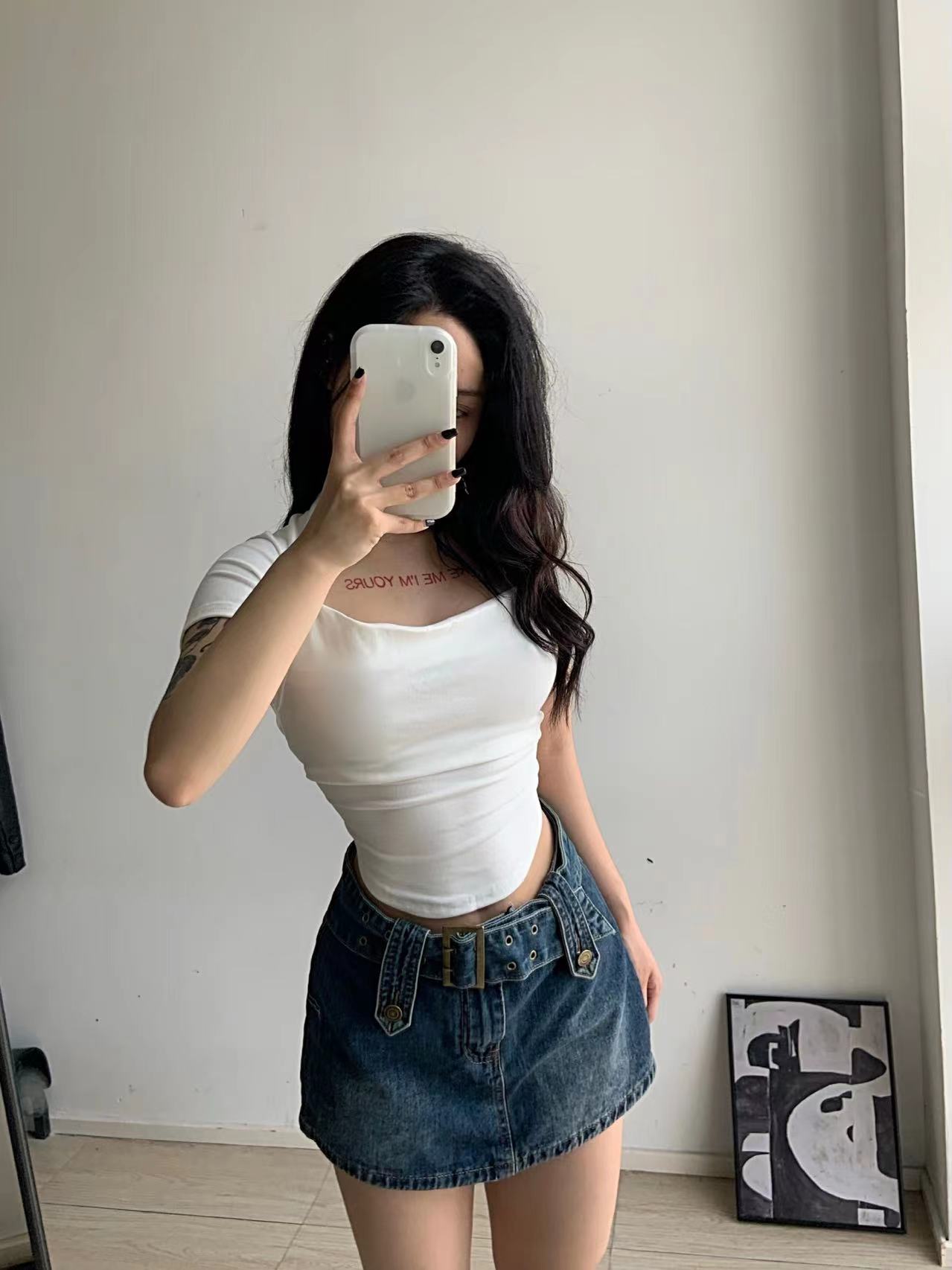 粉色的猪陈佩奇微密圈-163 欧美街拍辣妹超短款腰带牛仔裙裤潮流百搭复古做旧迷你_第1集
