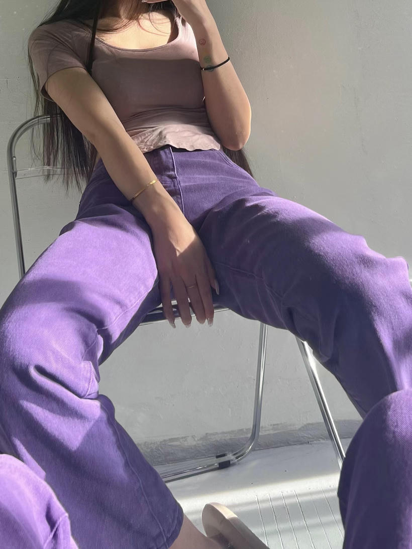 粉色的猪陈佩奇微密圈-185 美式复古绿色阔腿牛仔女高腰垂直感宽松显瘦直筒拖地裤_第1集
