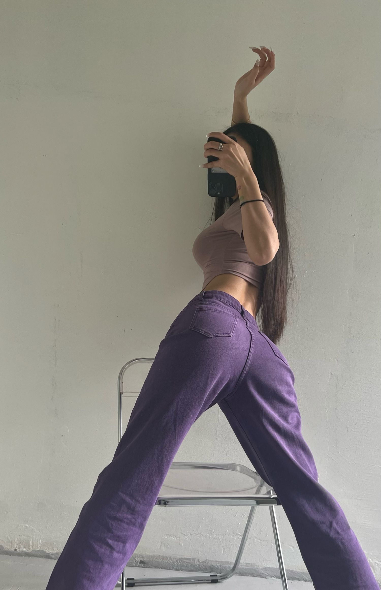 粉色的猪陈佩奇微密圈-185 美式复古绿色阔腿牛仔女高腰垂直感宽松显瘦直筒拖地裤_第1集