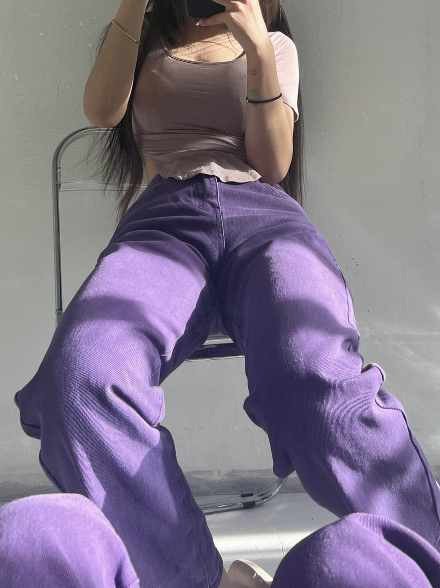 粉色的猪陈佩奇微密圈-185 美式复古绿色阔腿牛仔女高腰垂直感宽松显瘦直筒拖地裤_第1集