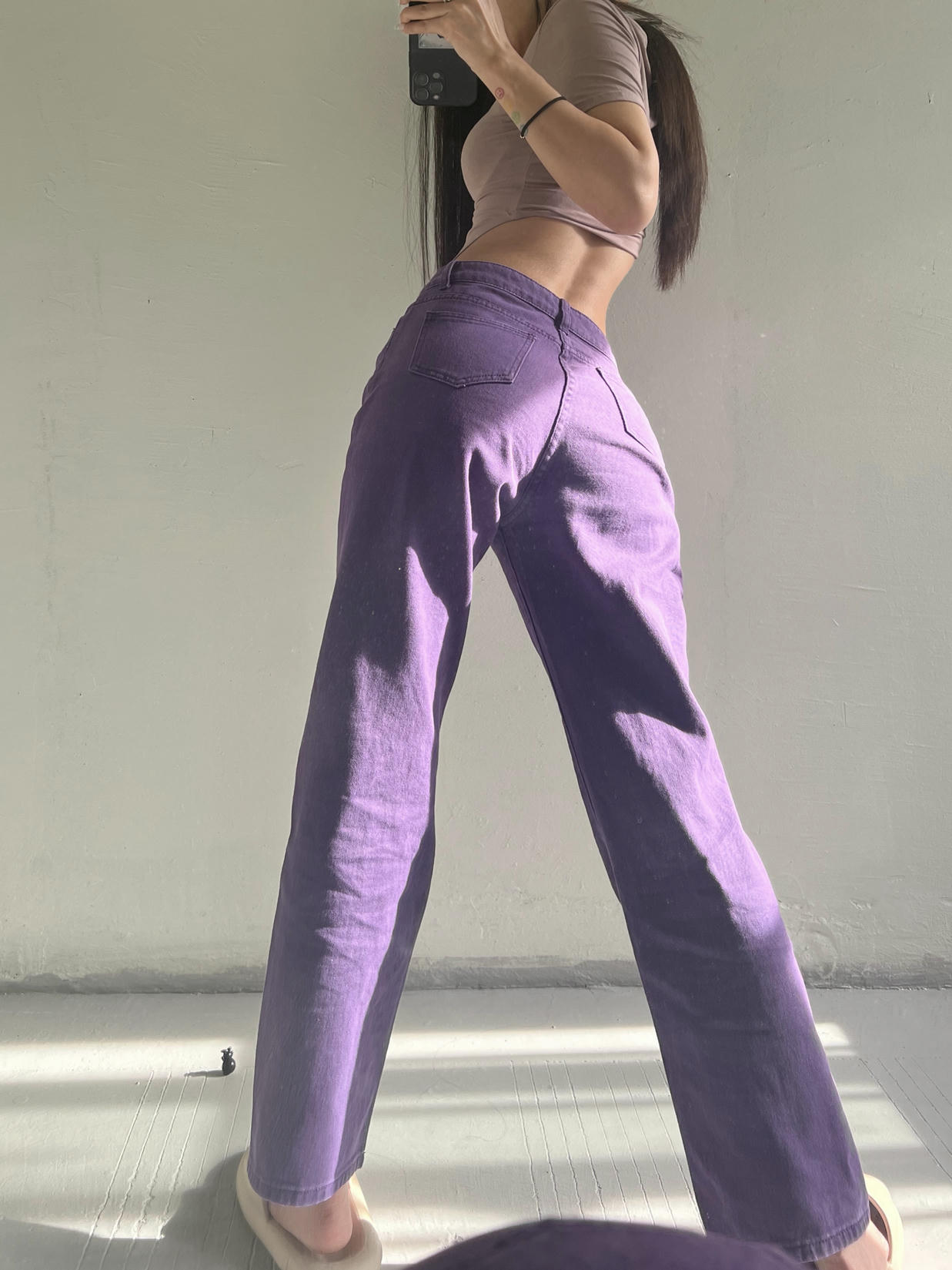 粉色的猪陈佩奇微密圈-185 美式复古绿色阔腿牛仔女高腰垂直感宽松显瘦直筒拖地裤_第1集