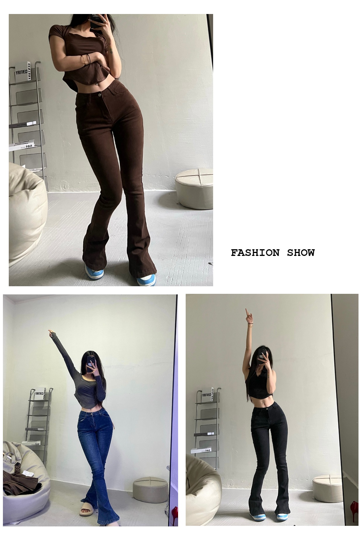 粉色的猪陈佩奇微密圈-186 2022新款超显腿长马蹄裤显瘦显高黑色长裤喇叭裤牛仔裤_第1集