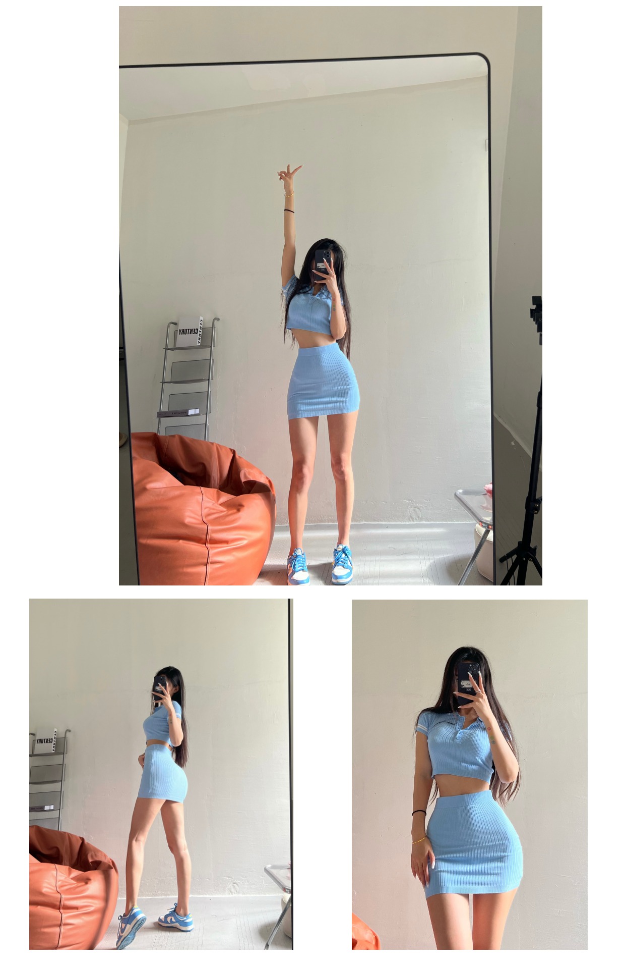 粉色的猪陈佩奇微密圈-187 美式小众针织休闲套装夏季新款短袖T恤_针织半身裙_第1集