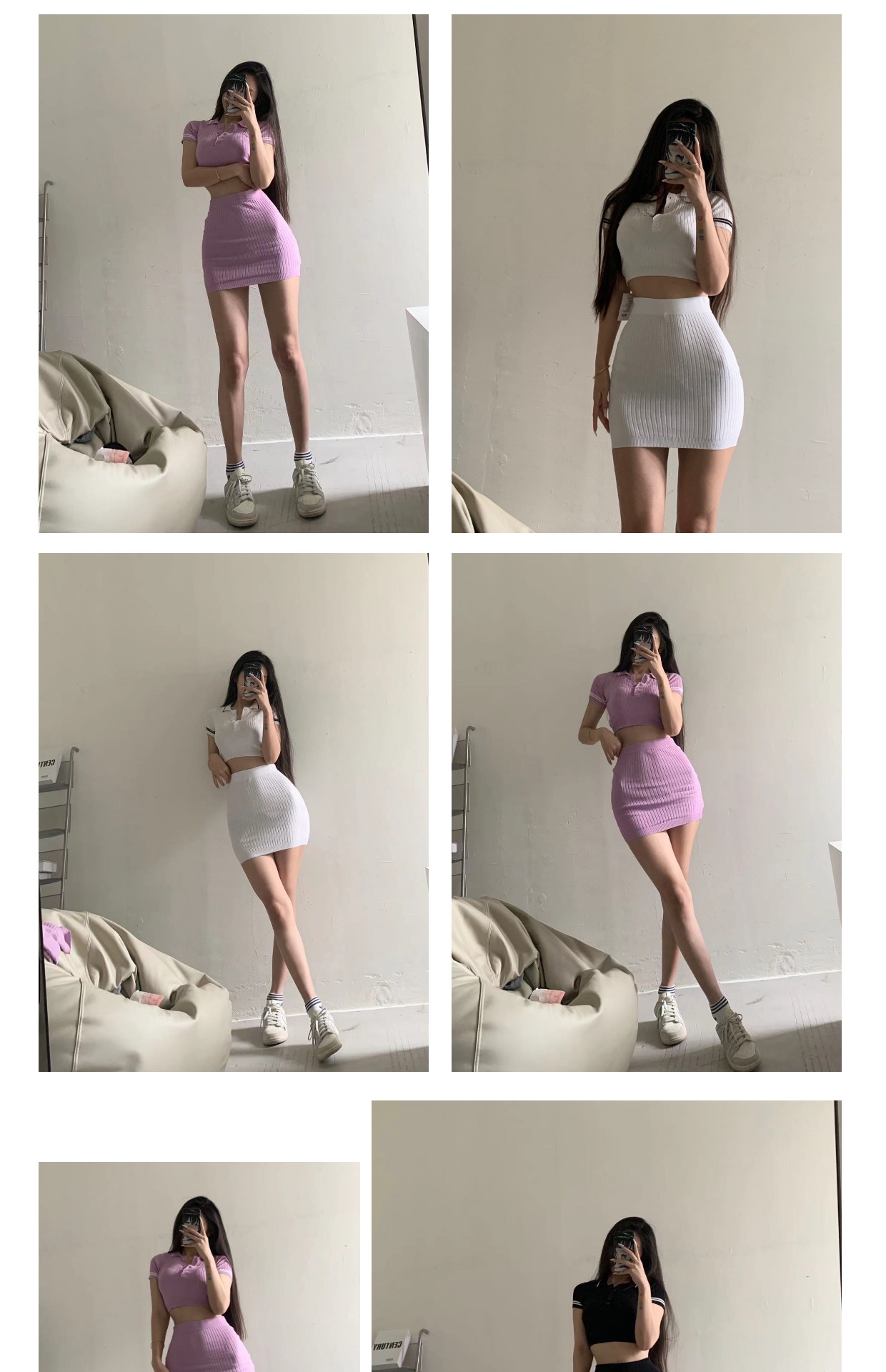 粉色的猪陈佩奇微密圈-187 美式小众针织休闲套装夏季新款短袖T恤_针织半身裙_第1集