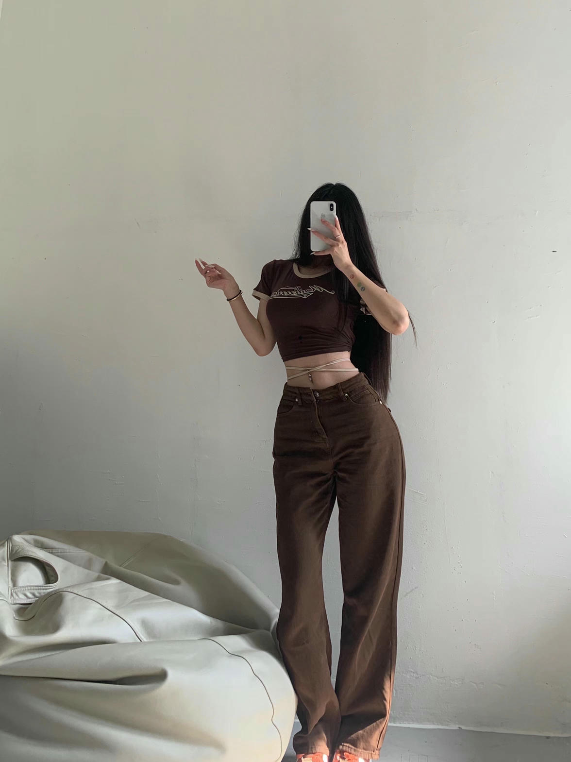 粉色的猪陈佩奇微密圈-194 欧美复古毛边五角星口袋直筒牛仔女百搭烟管高腰长裤_第1集