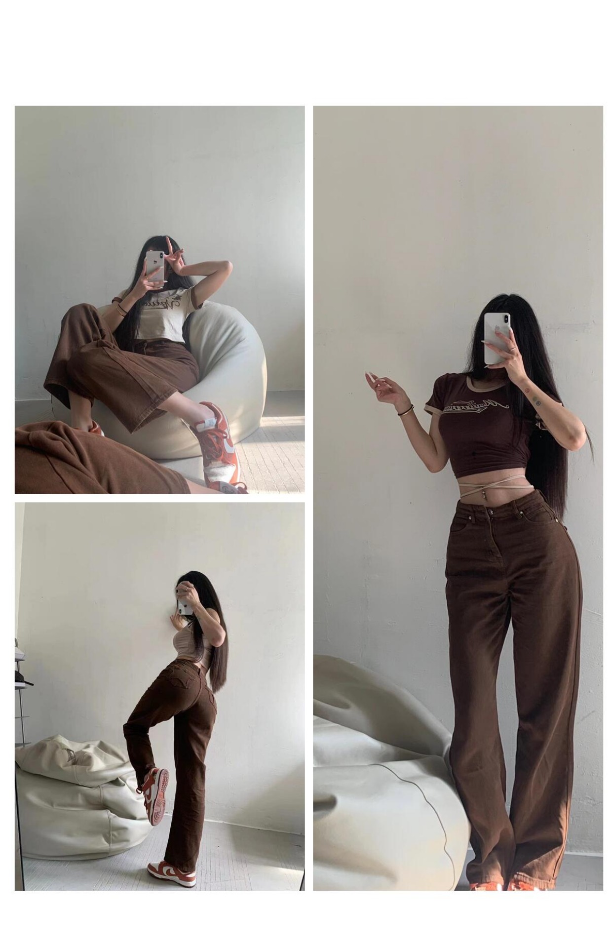 粉色的猪陈佩奇微密圈-194 欧美复古毛边五角星口袋直筒牛仔女百搭烟管高腰长裤_第1集