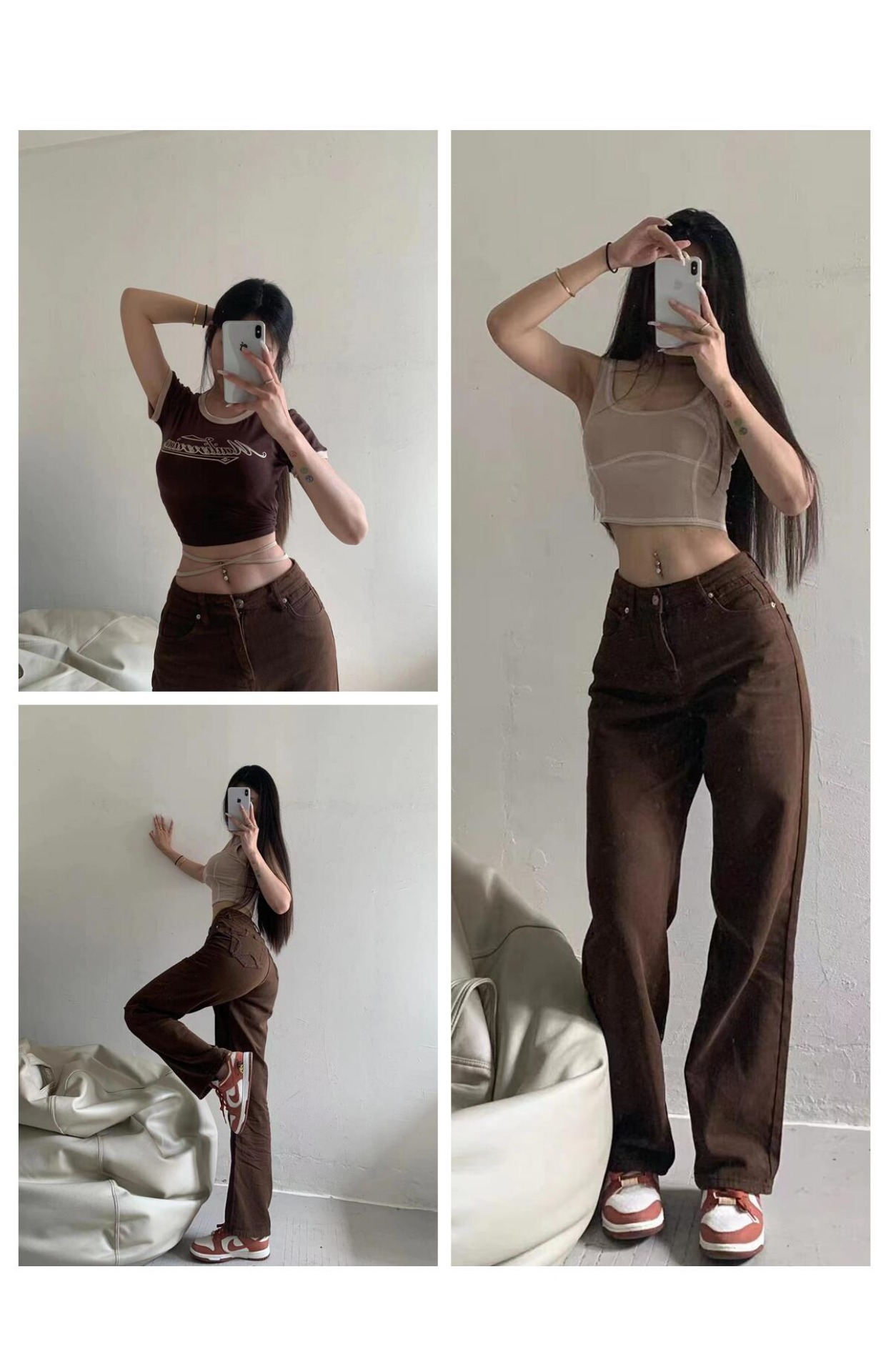粉色的猪陈佩奇微密圈-194 欧美复古毛边五角星口袋直筒牛仔女百搭烟管高腰长裤_第1集