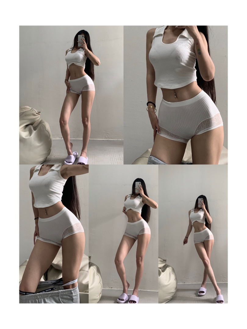 粉色的猪陈佩奇微密圈-198 美肤抑菌安全裤夏季新款日系甜美蕾丝打底裤女士短裤潮_第1集