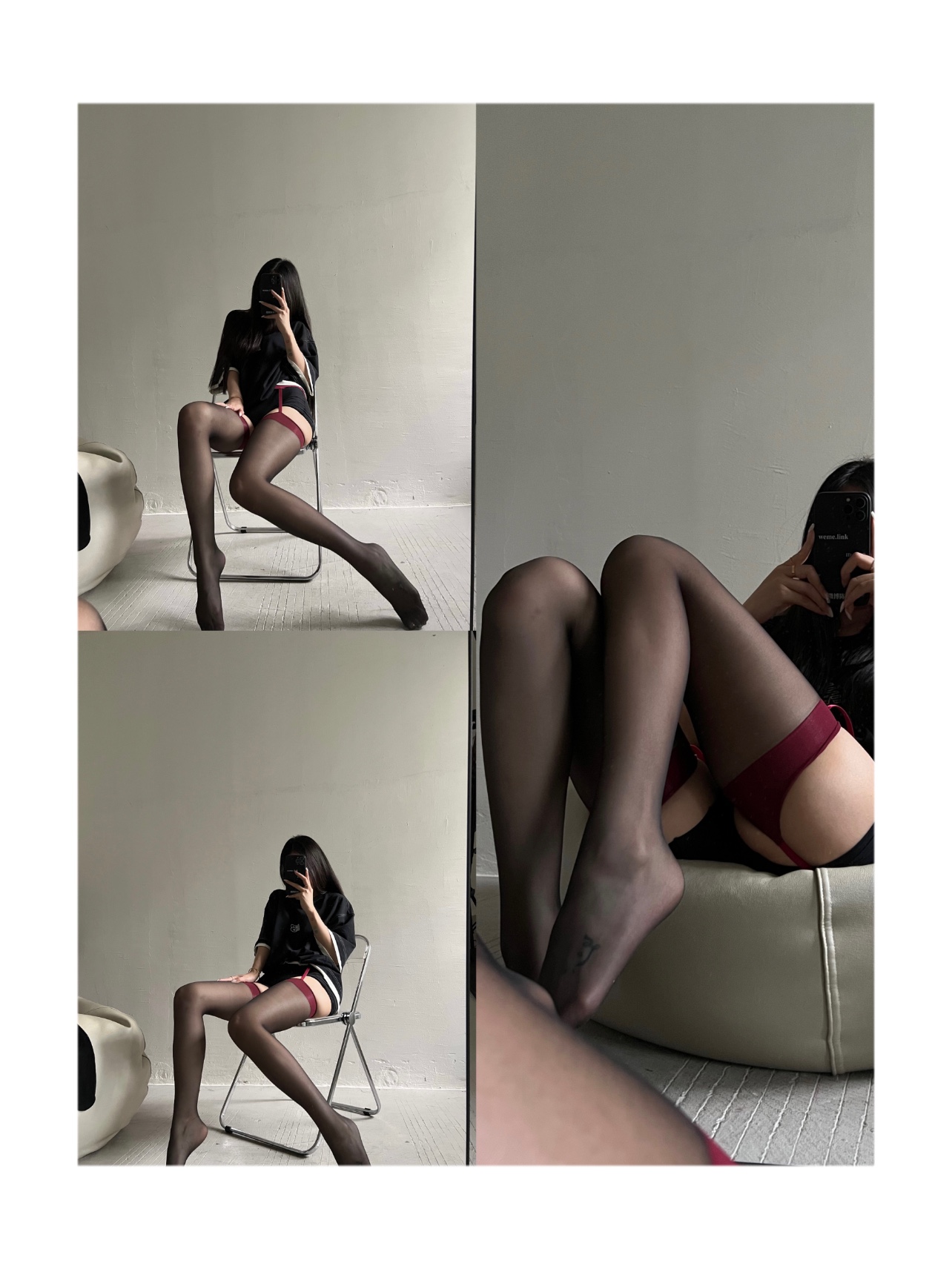 粉色的猪陈佩奇微密圈-201 性感吊带一体袜纯欲红色丝袜女撞色红边黑丝长筒超薄_第1集