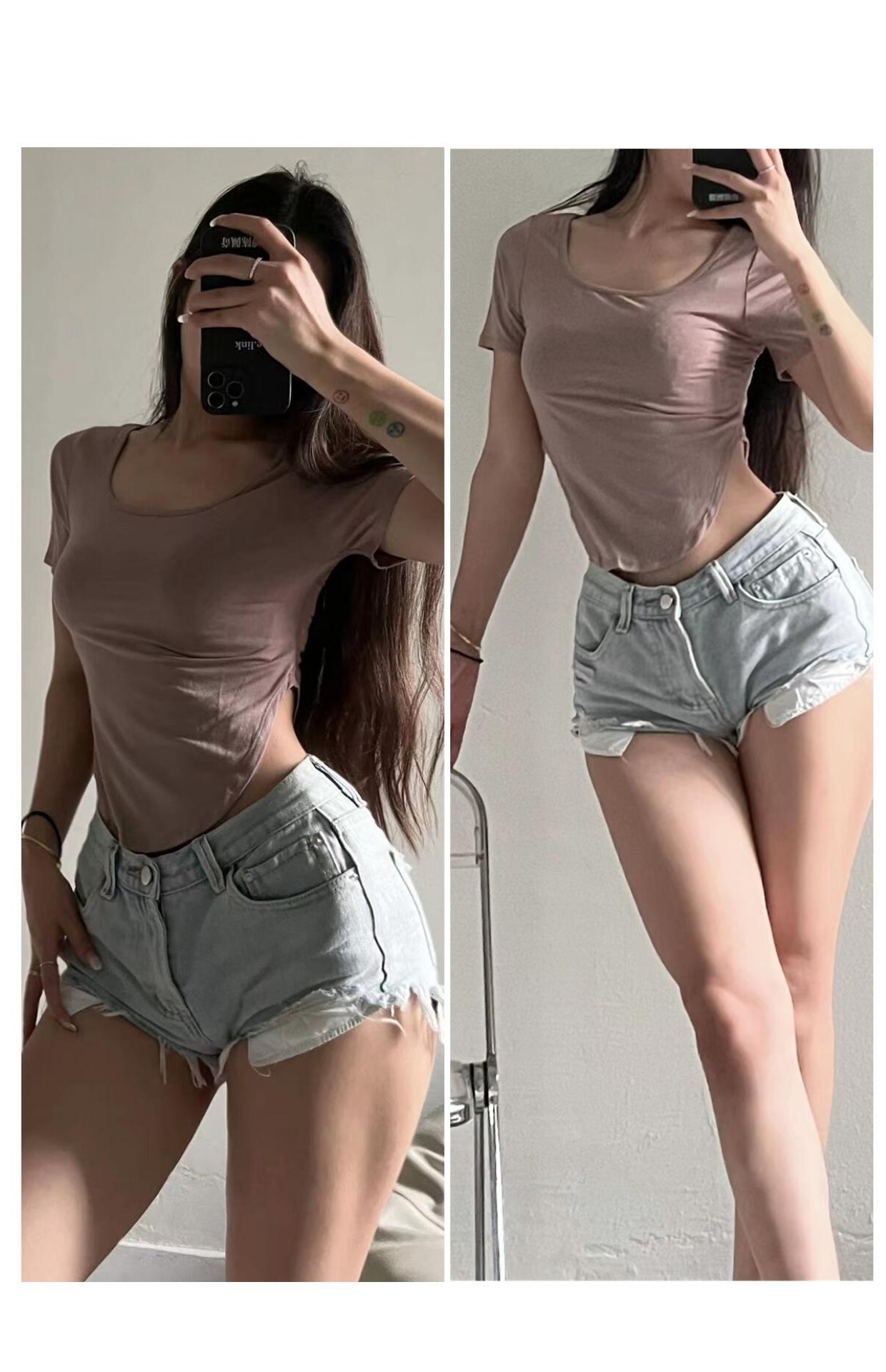 粉色的猪陈佩奇微密圈-202 欧美性感青春时尚夏季弧形下摆短袖运动T恤紧身女上衣_第1集