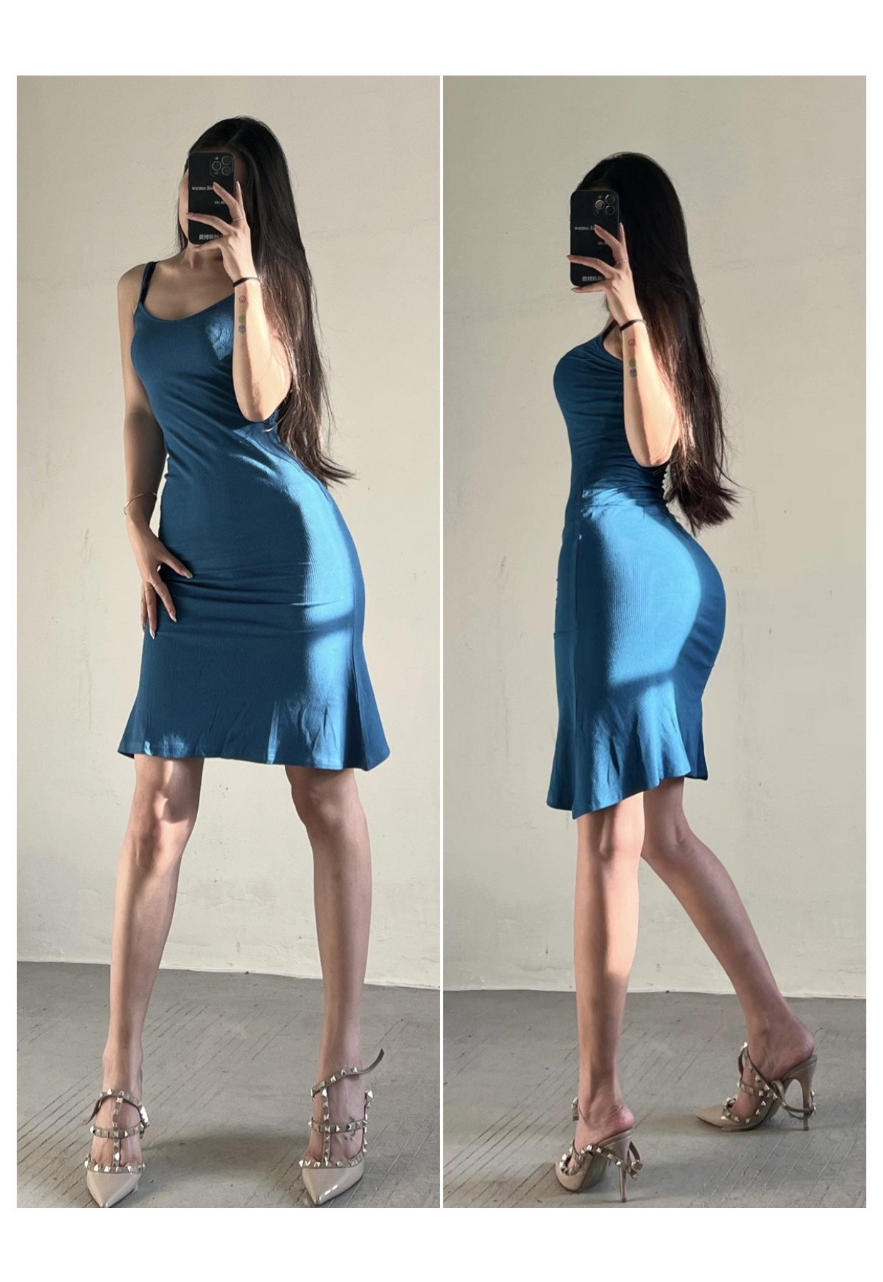粉色的猪陈佩奇微密圈-209 性感纯欲风深V吊带长裙女螺纹修身收腰包臀鱼尾连衣裙_第1集