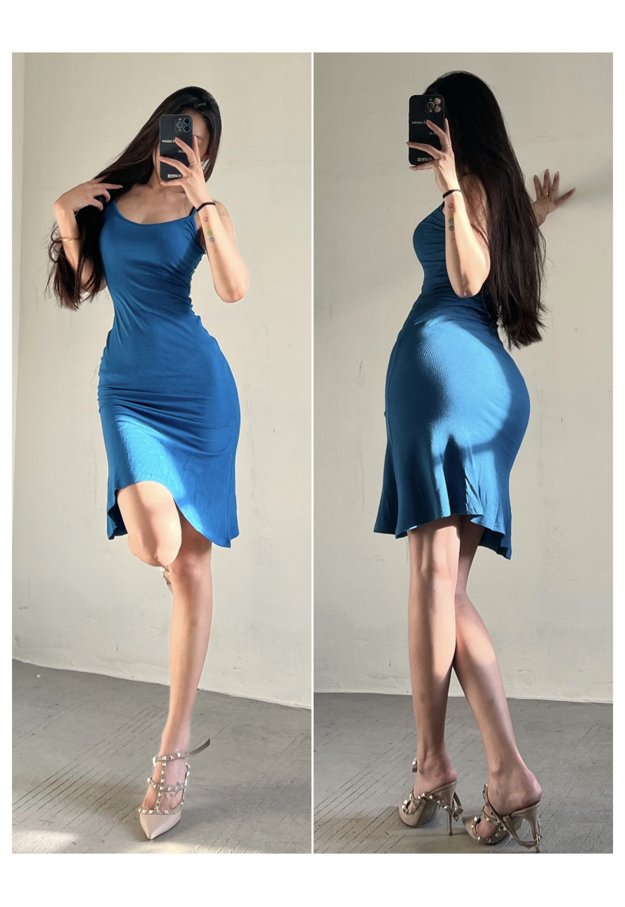 粉色的猪陈佩奇微密圈-209 性感纯欲风深V吊带长裙女螺纹修身收腰包臀鱼尾连衣裙_第1集