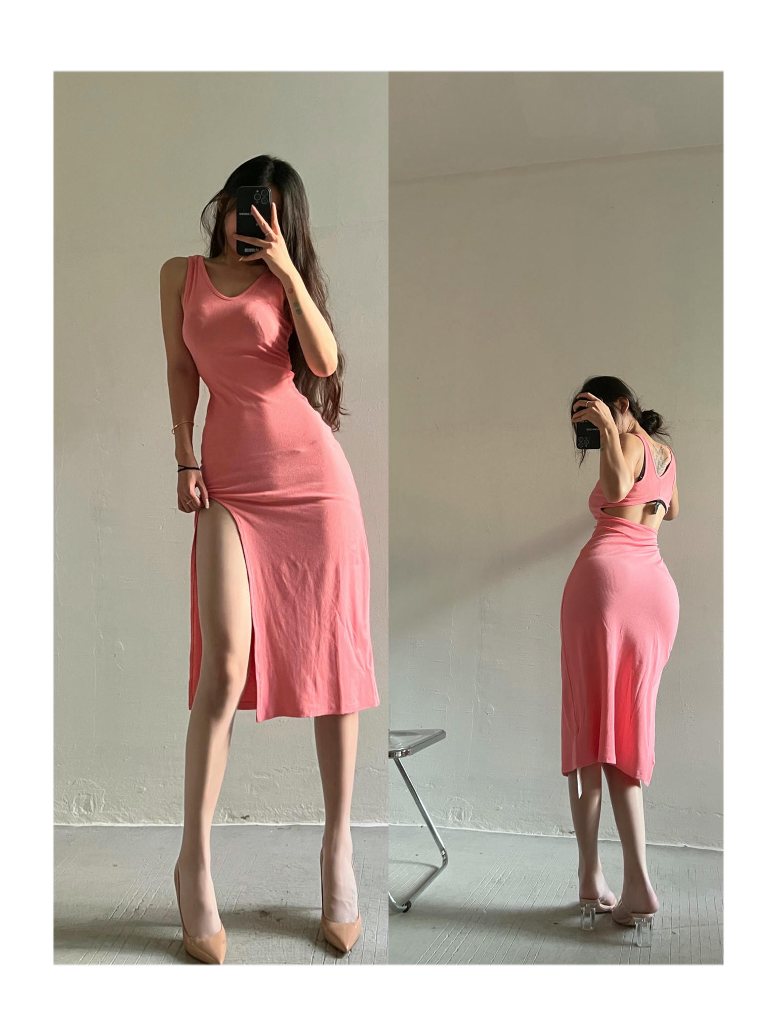 粉色的猪陈佩奇微密圈-213 美式欧美性感高开叉紧身连衣裙漏背设计感背心包臀裙_第1集