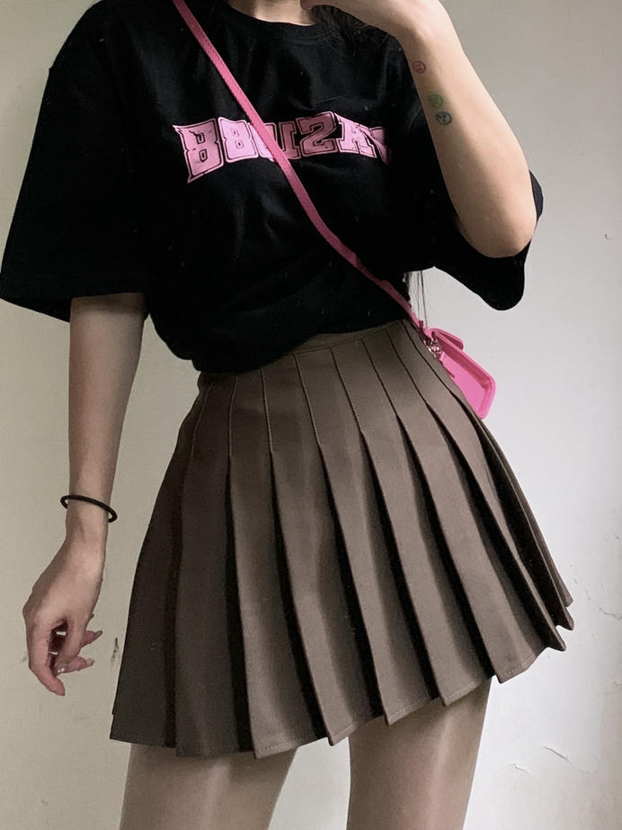 粉色的猪陈佩奇微密圈-054 百褶裙女2021春夏季高腰a字显瘦短裙学院风百搭半身裙_第1集