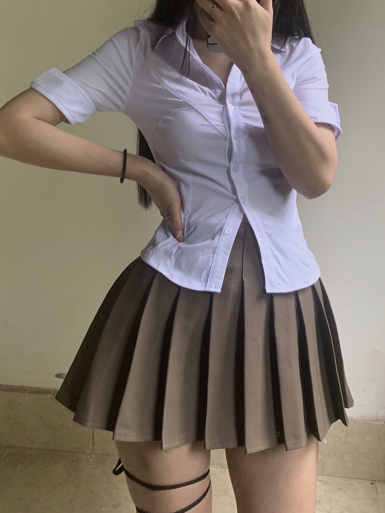 粉色的猪陈佩奇微密圈-054 百褶裙女2021春夏季高腰a字显瘦短裙学院风百搭半身裙_第1集