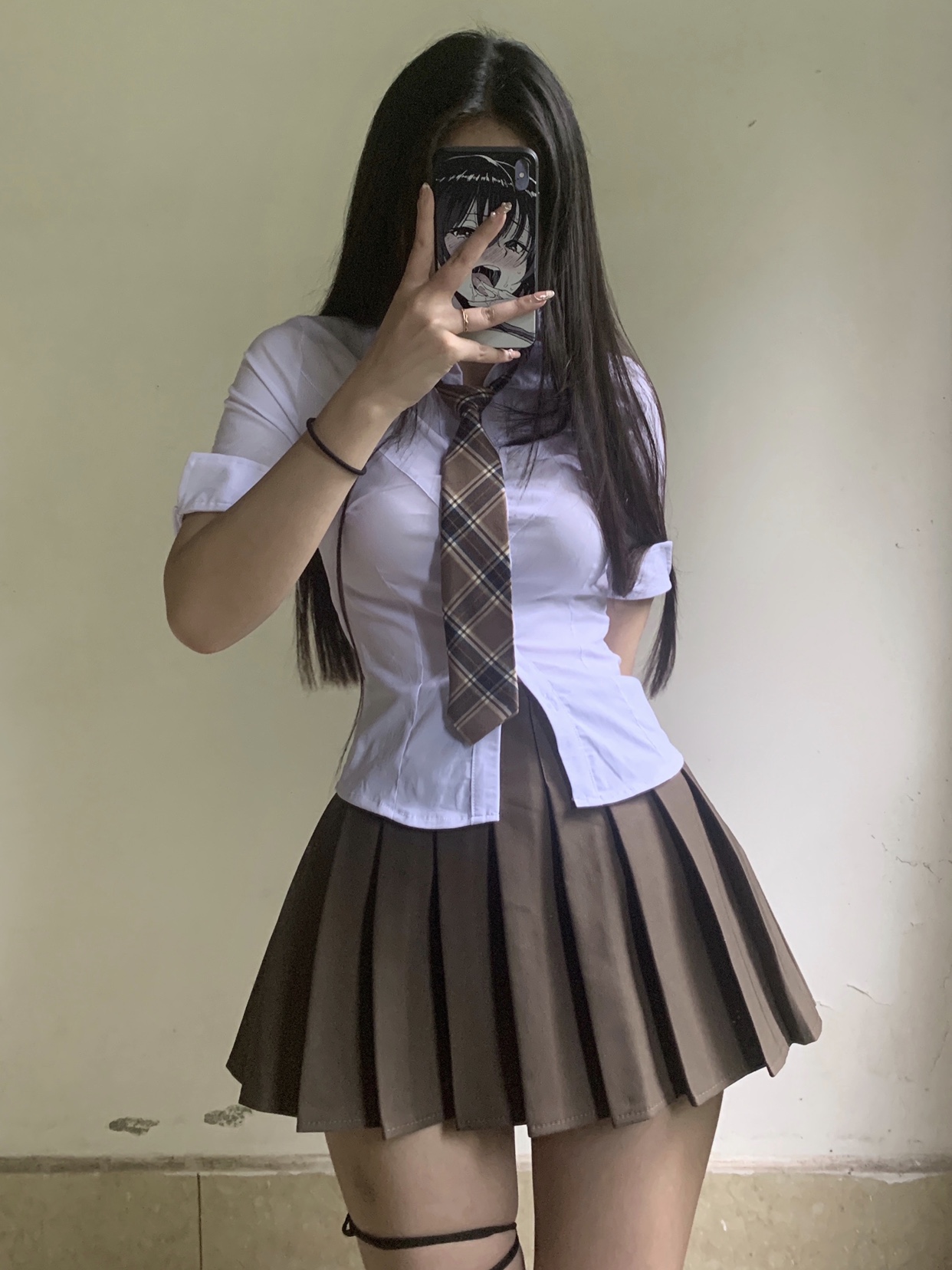 粉色的猪陈佩奇微密圈-054 百褶裙女2021春夏季高腰a字显瘦短裙学院风百搭半身裙_第1集