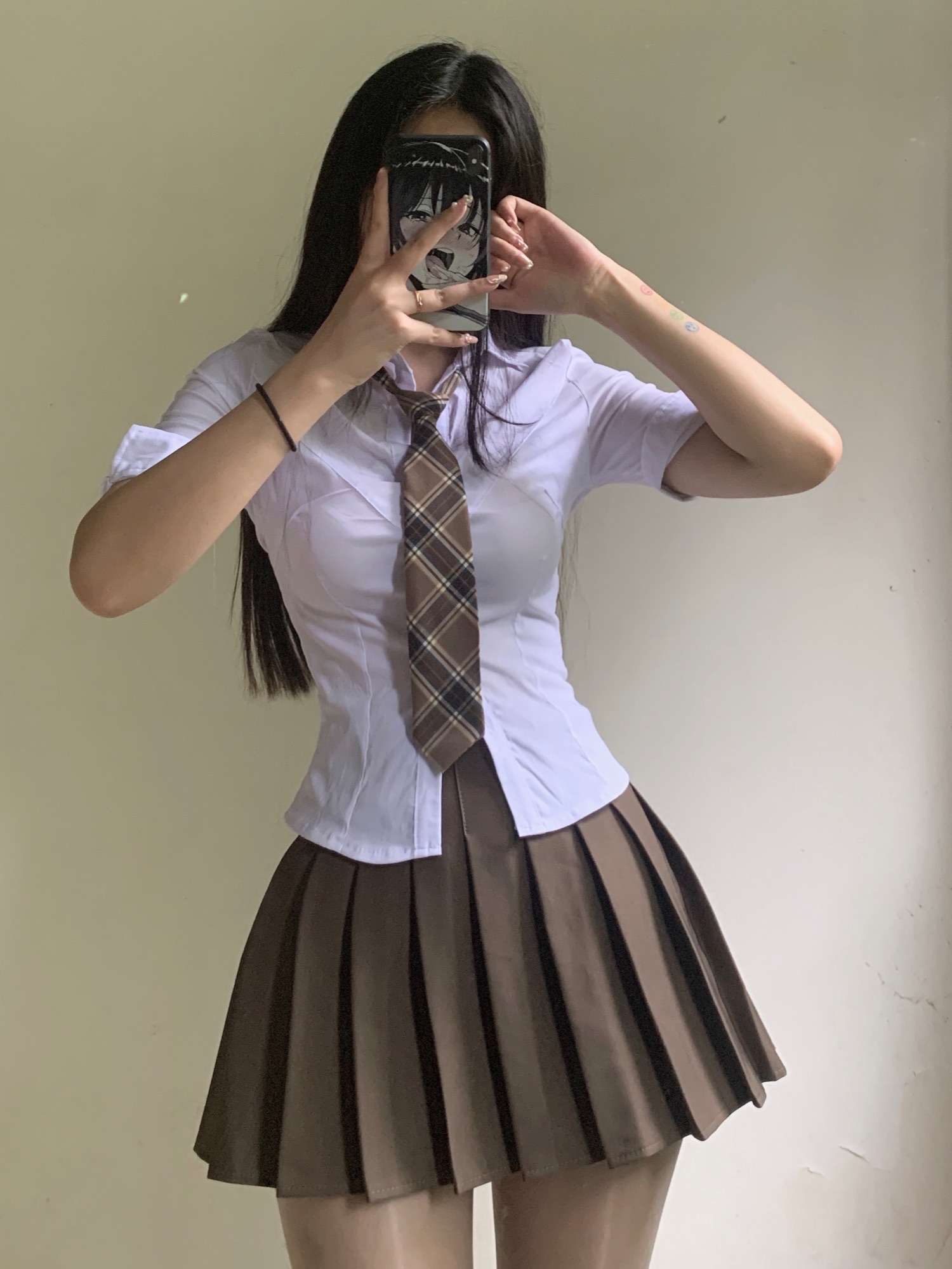 粉色的猪陈佩奇微密圈-054 百褶裙女2021春夏季高腰a字显瘦短裙学院风百搭半身裙_第1集