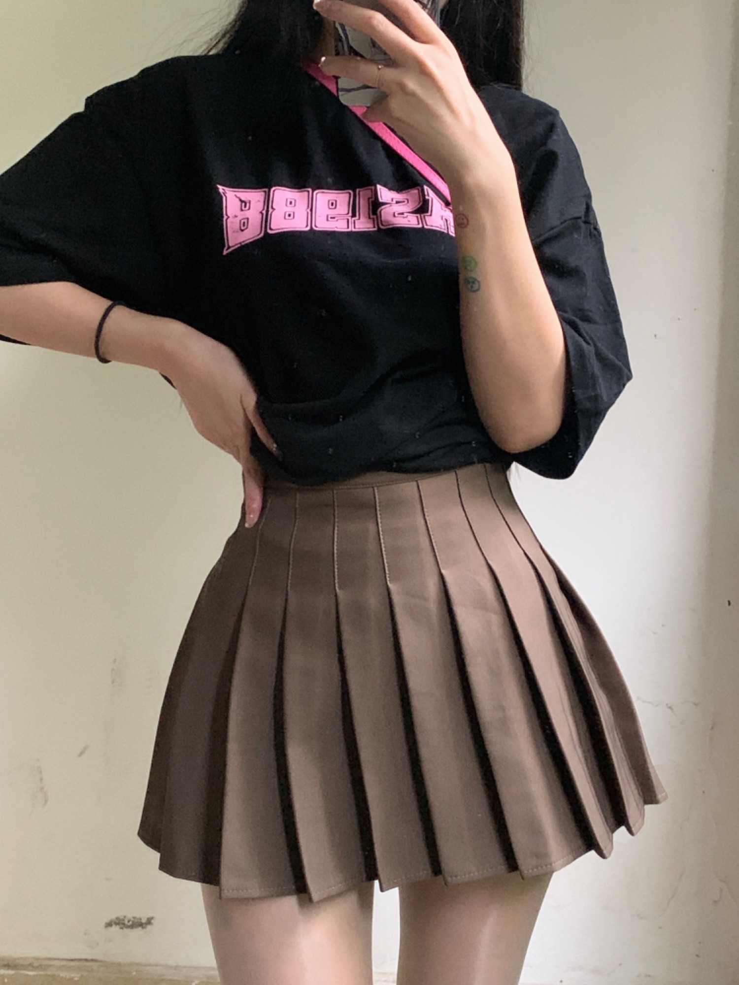 粉色的猪陈佩奇微密圈-054 百褶裙女2021春夏季高腰a字显瘦短裙学院风百搭半身裙_第1集