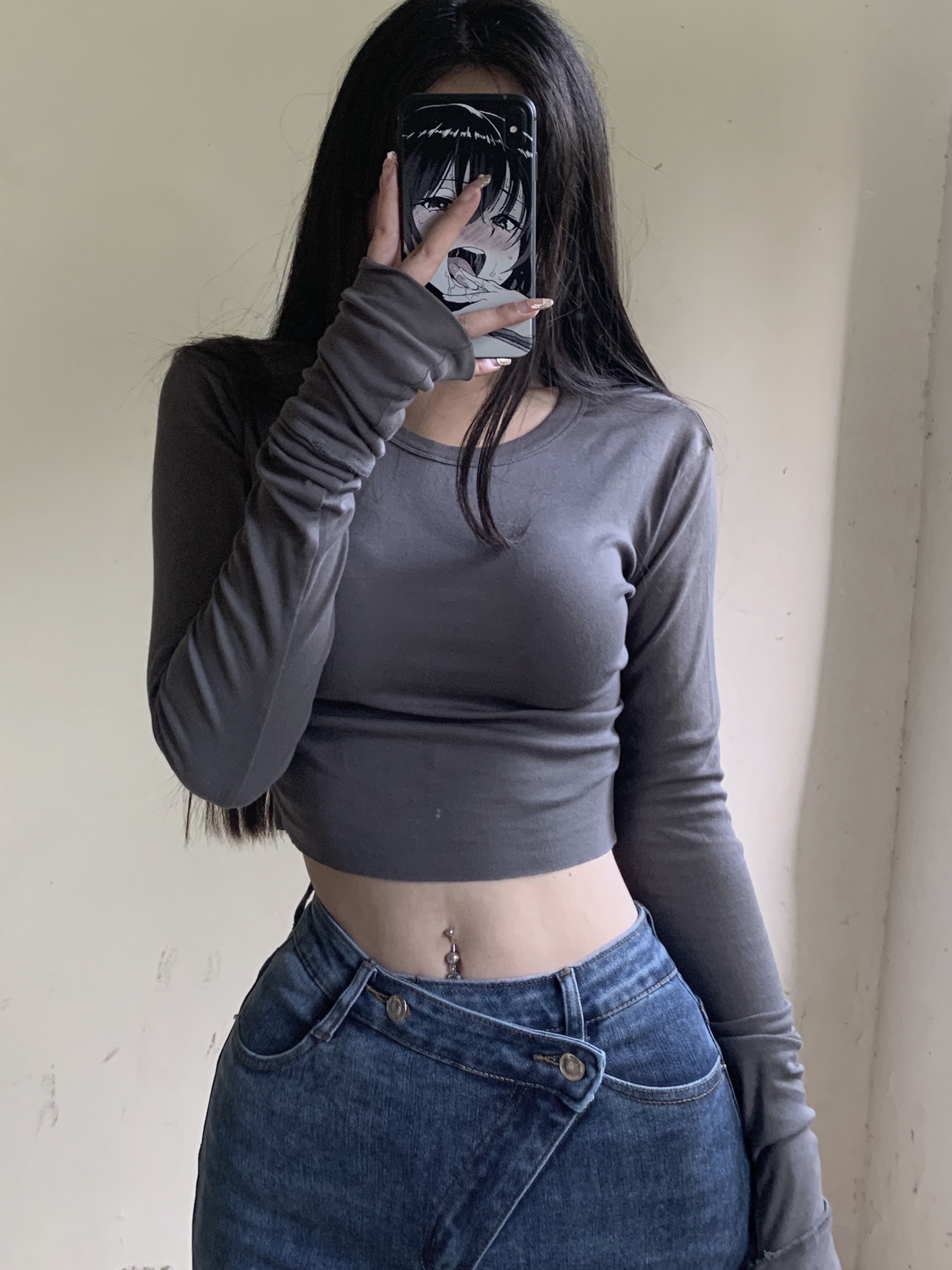粉色的猪陈佩奇微密圈-064 纯色打底衫女内搭高腰显瘦短款露脐网红紧身长袖t恤辣_第1集
