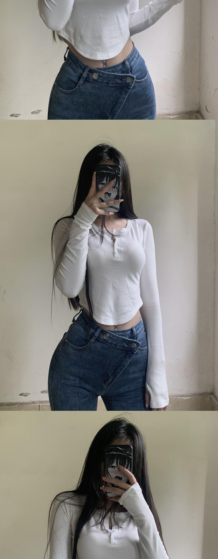 粉色的猪陈佩奇微密圈-065 纯色打底衫女内搭高腰显瘦短款露脐网红紧身长袖t恤辣_第1集