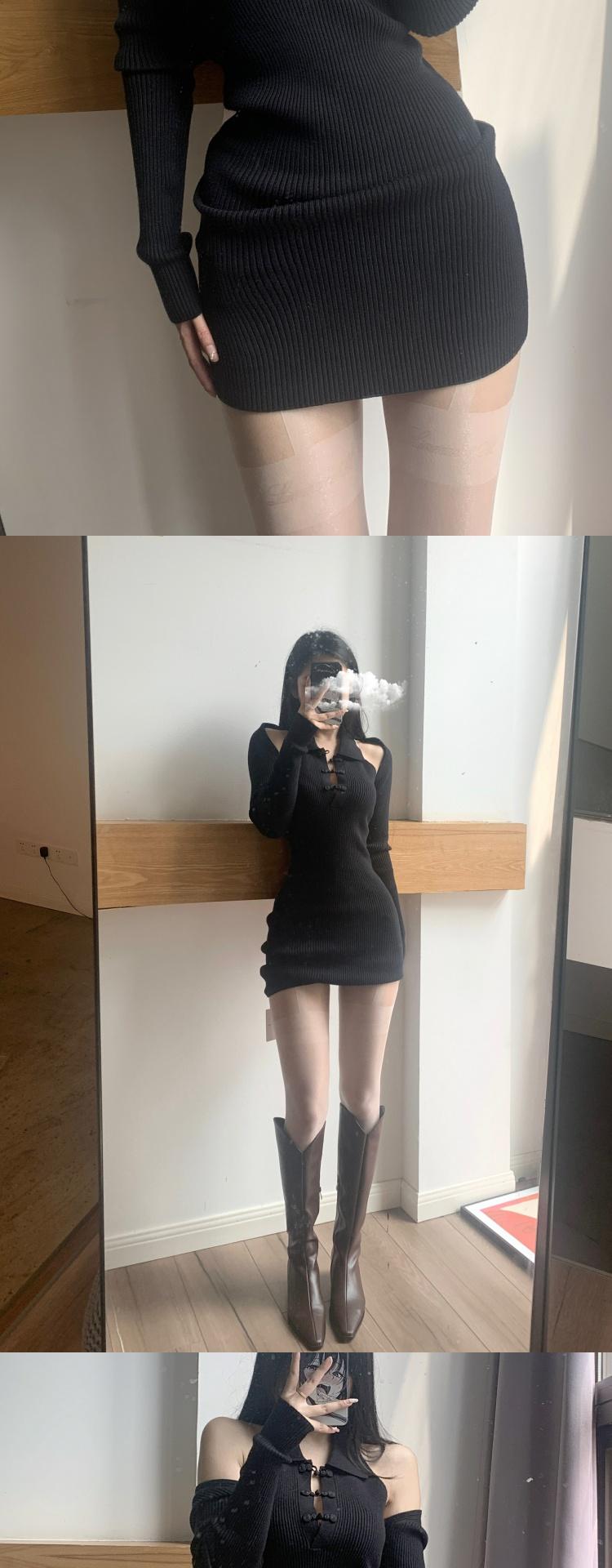 粉色的猪陈佩奇微密圈-071 秋季欧美修身款盘扣旗袍连衣裙_长袖开衫披肩两件套_第1集
