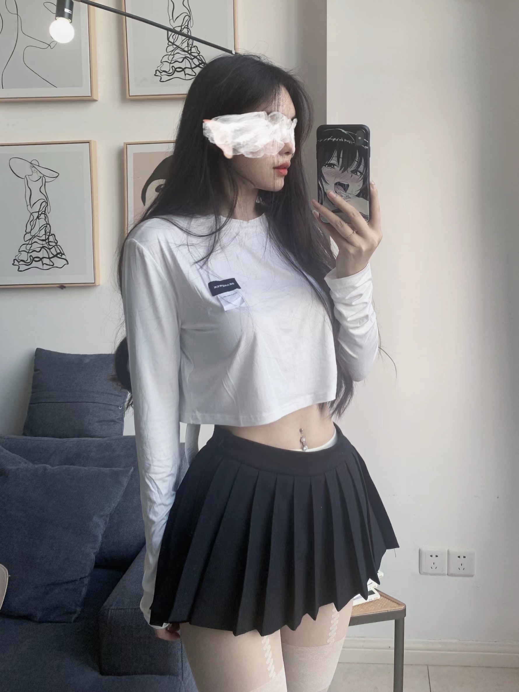 粉色的猪陈佩奇微密圈-072 21款韩版高腰前短后长防走光A字百褶短裙 伞裙网球裙_第1集