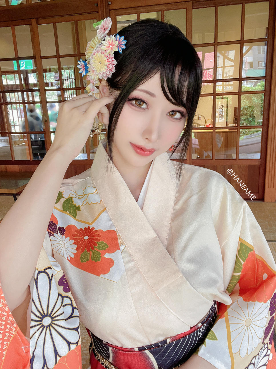 HaneAme雨波 NO.163 Flower Print Kimono Girl[46P-223MB]_第2集