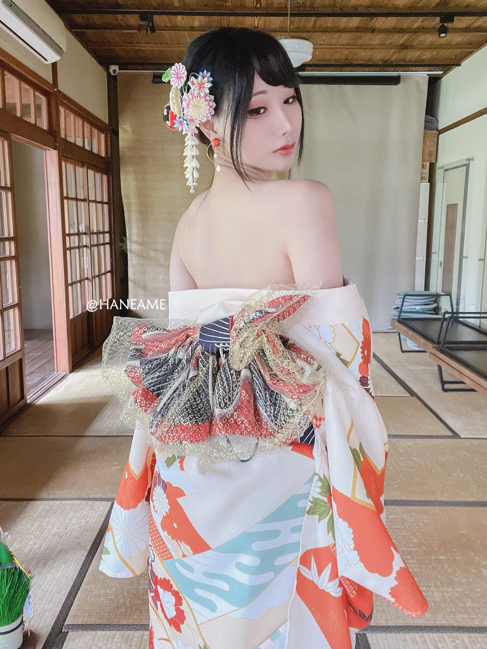 HaneAme雨波 NO.163 Flower Print Kimono Girl[46P-223MB]_第3集