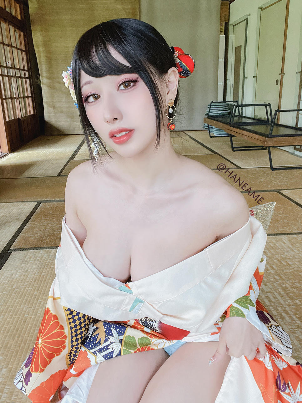 HaneAme雨波 NO.163 Flower Print Kimono Girl[46P-223MB]_第3集