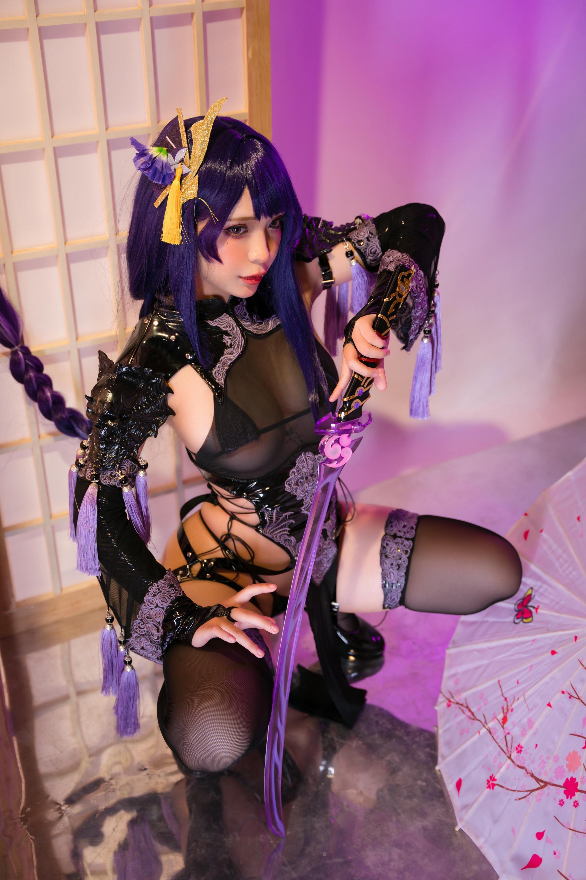 越南coser-Umeko J NO.050 cosplay Raiden Shogun Genshin Impact [146P 1.23GB]-Pic_第1集