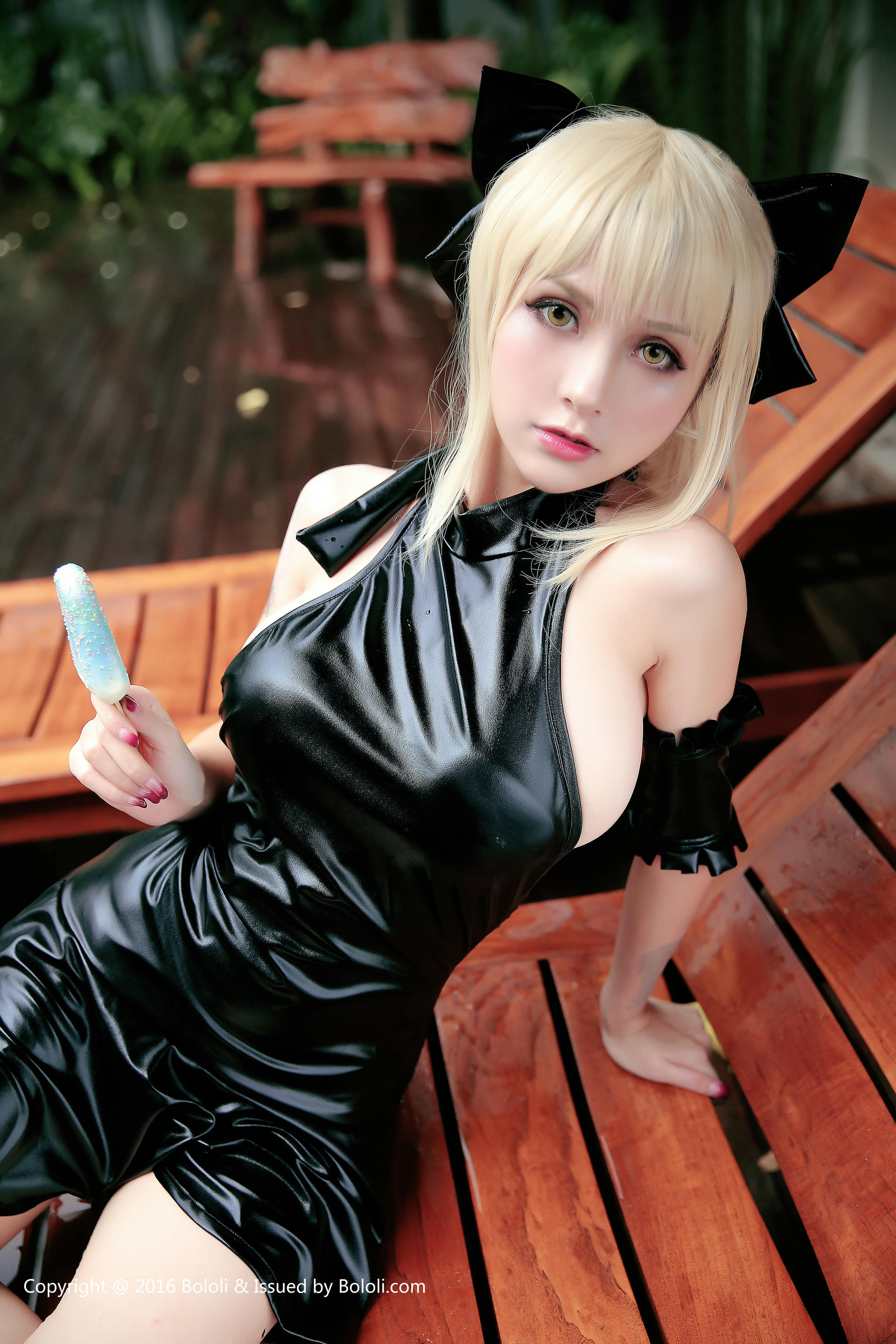 夏美酱 NO.027 [BoLoli波萝社] 2017.03.15 BOL031 泳池saber水着条纹比基尼  [40P-482MB]_第2集