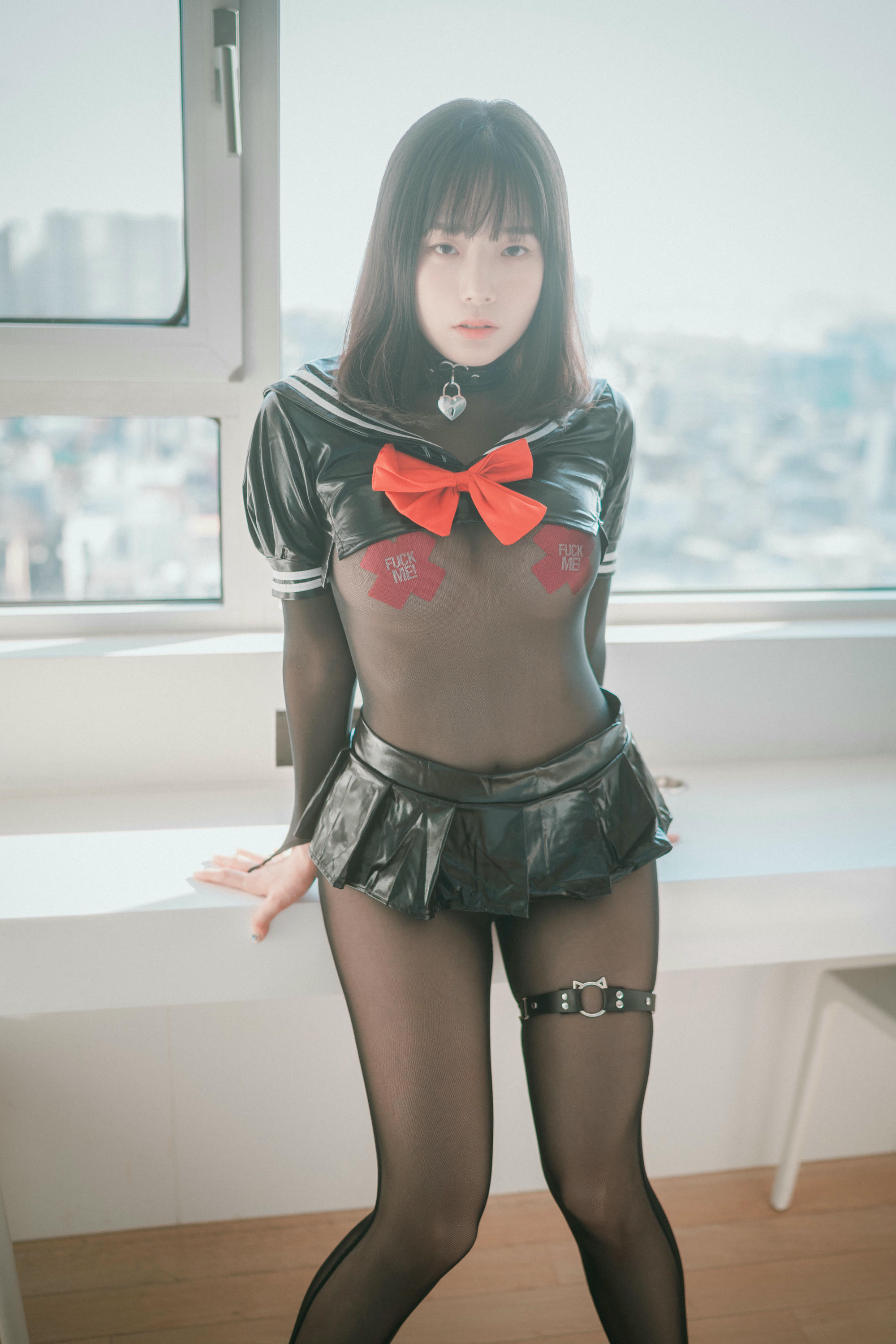 韩国美女-Pia (피아) - NO.029 [DJAWA] Leather Black Schoolgirl [102P-937MB]_第3集